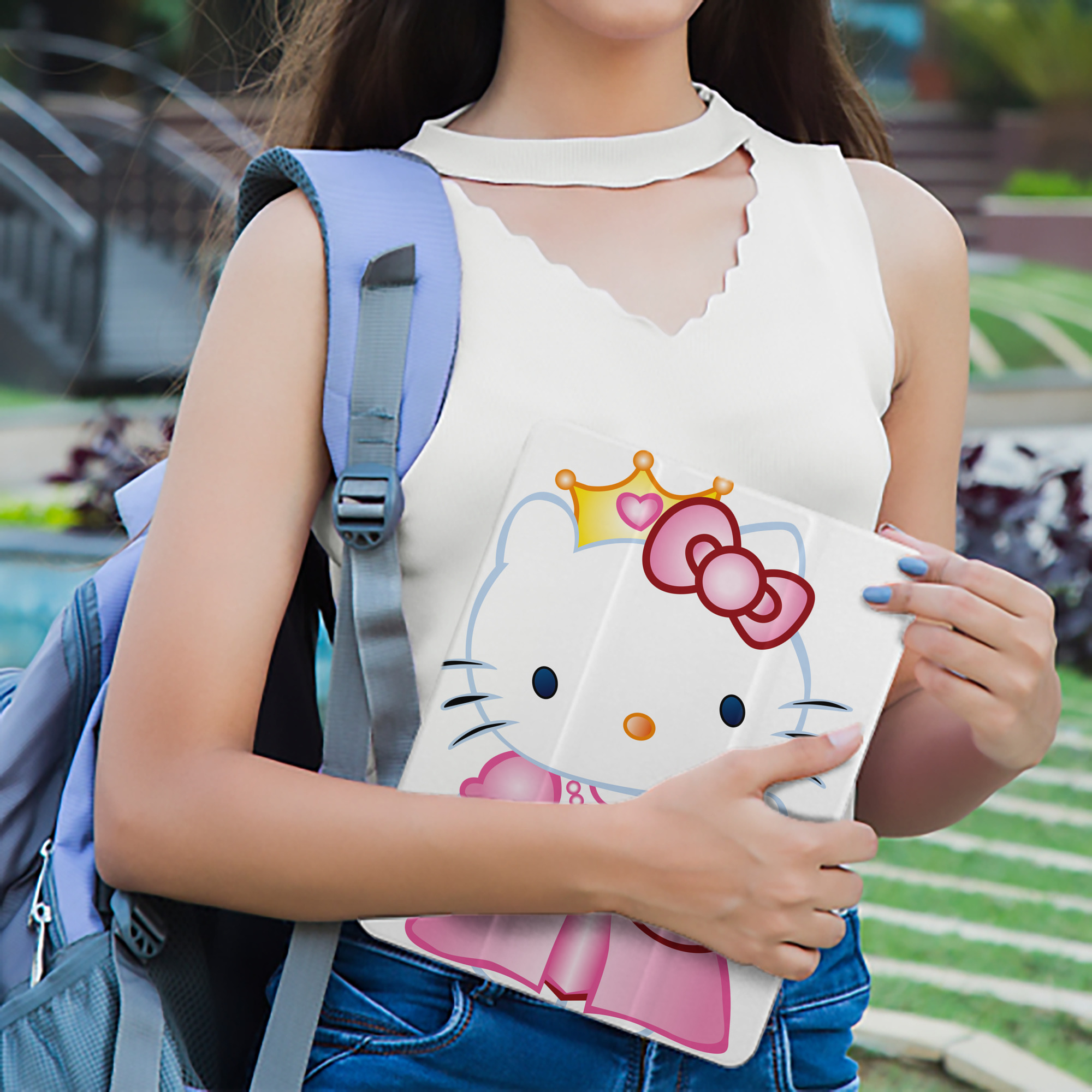 Hello Kitty ハローキティ IPad ケース ペン収納付き 三つ折りスタンド PUレザー×シリコン 対応機種9.5/10.5/10.9インチ