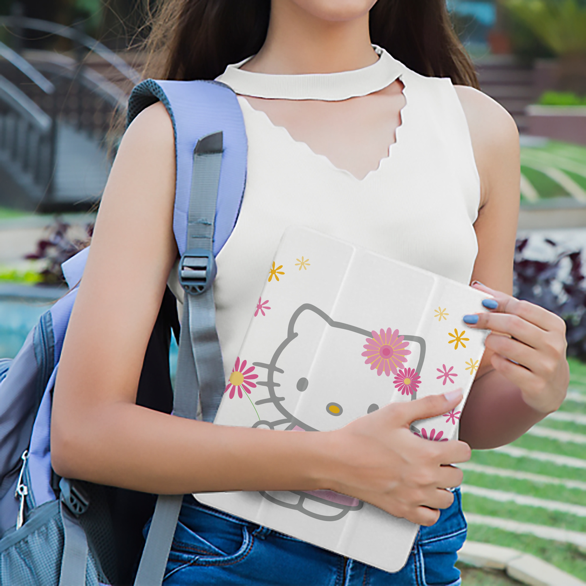 Hello Kitty ハローキティ IPad ケース ペン収納付き 三つ折りスタンド PUレザー×シリコン 対応機種9.5/10.5/10.9インチ