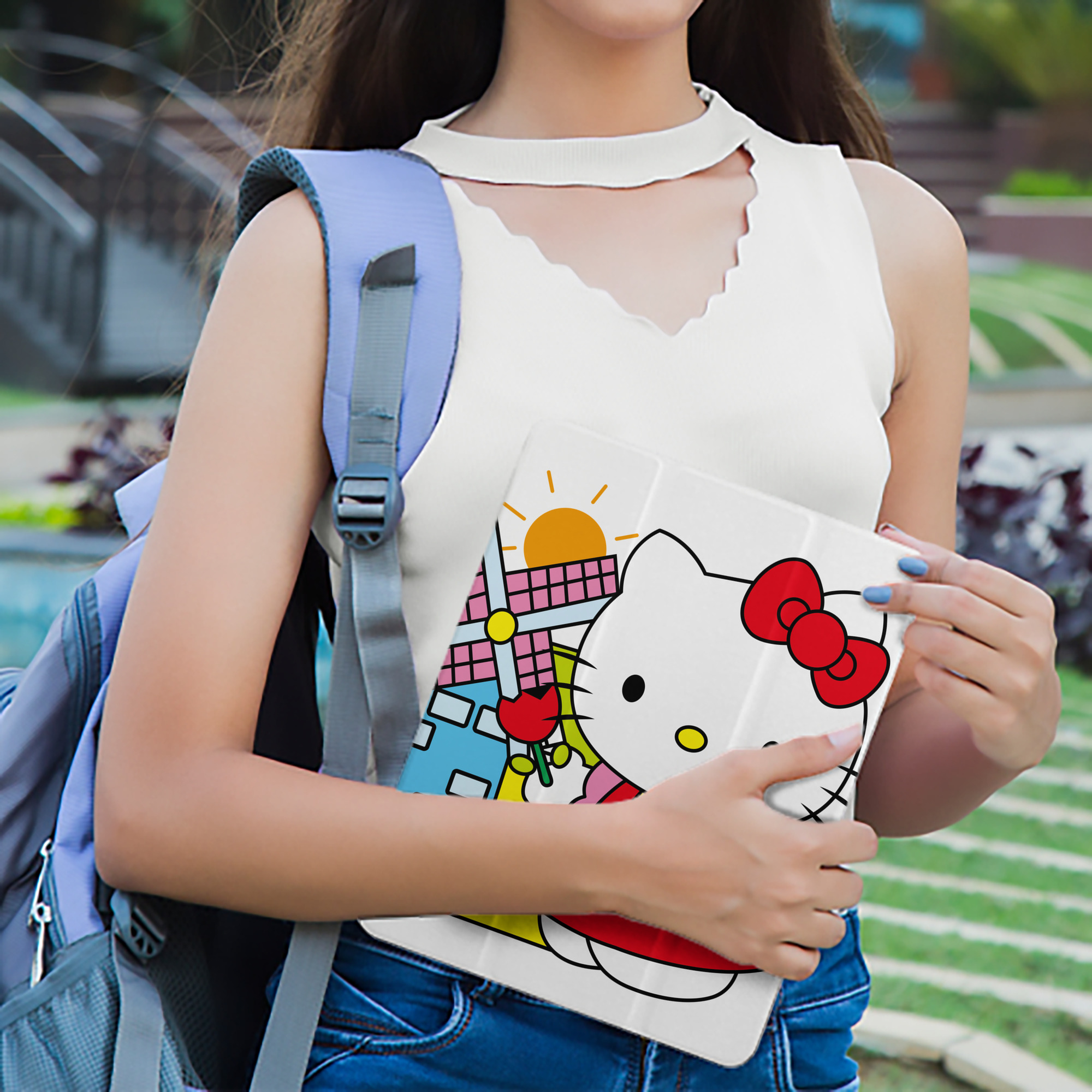 Hello Kitty ハローキティ IPad ケース ペン収納付き 三つ折りスタンド PUレザー×シリコン 対応機種9.5/10.5/10.9インチ