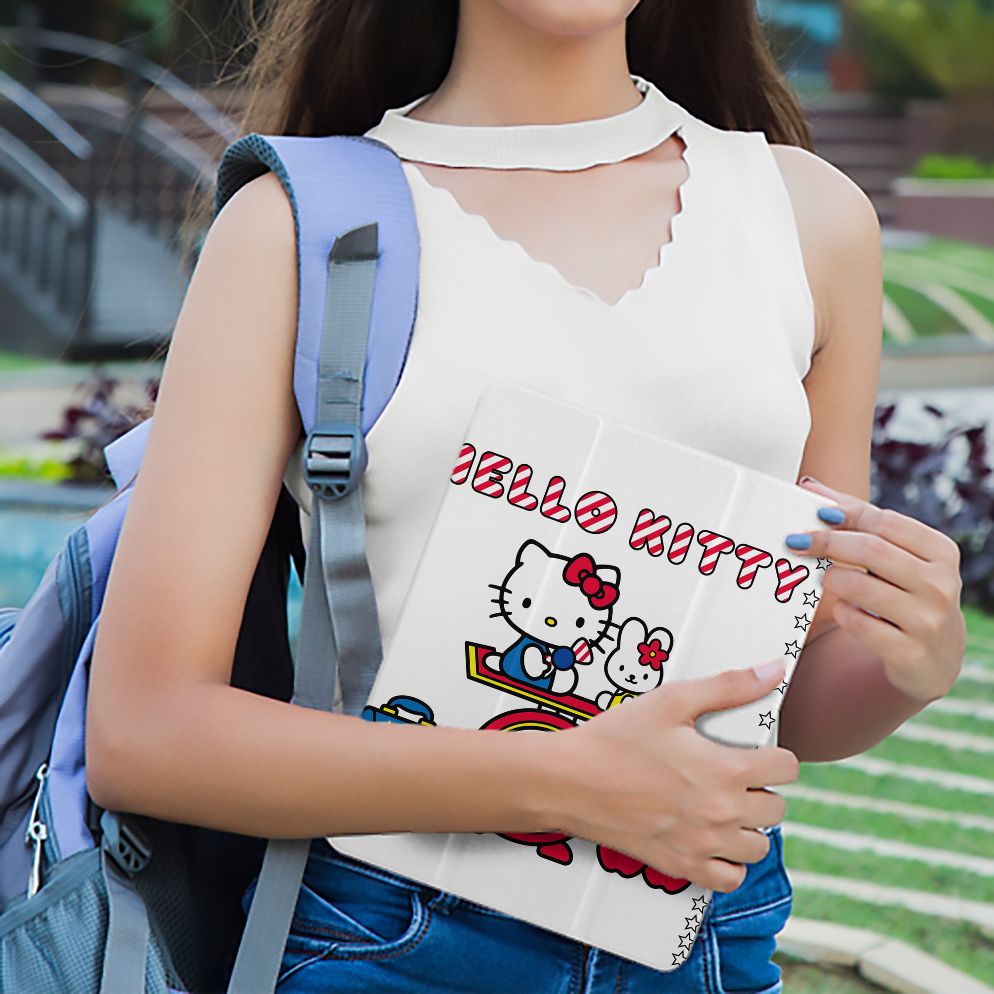 Hello Kitty ハローキティ IPad ケース ペン収納付き 三つ折りスタンド PUレザー×シリコン 対応機種9.5/10.5/10.9インチ