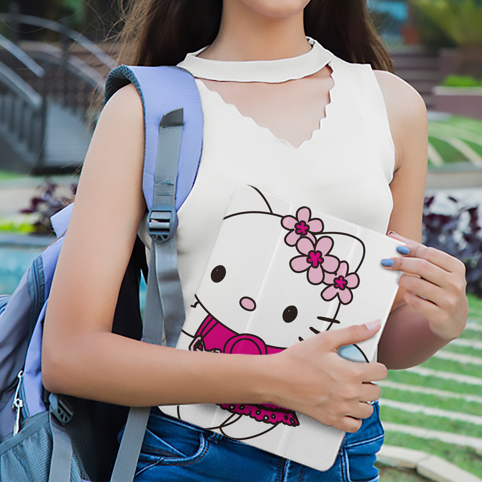 Hello Kitty ハローキティ IPad ケース ペン収納付き 三つ折りスタンド PUレザー×シリコン 対応機種9.5/10.5/10.9インチ
