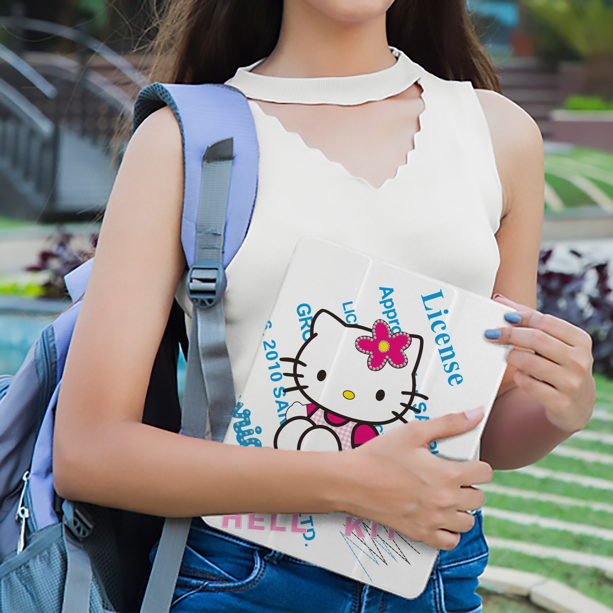 Hello Kitty ハローキティ IPad ケース ペン収納付き 三つ折りスタンド PUレザー×シリコン 対応機種9.5/10.5/10.9インチ