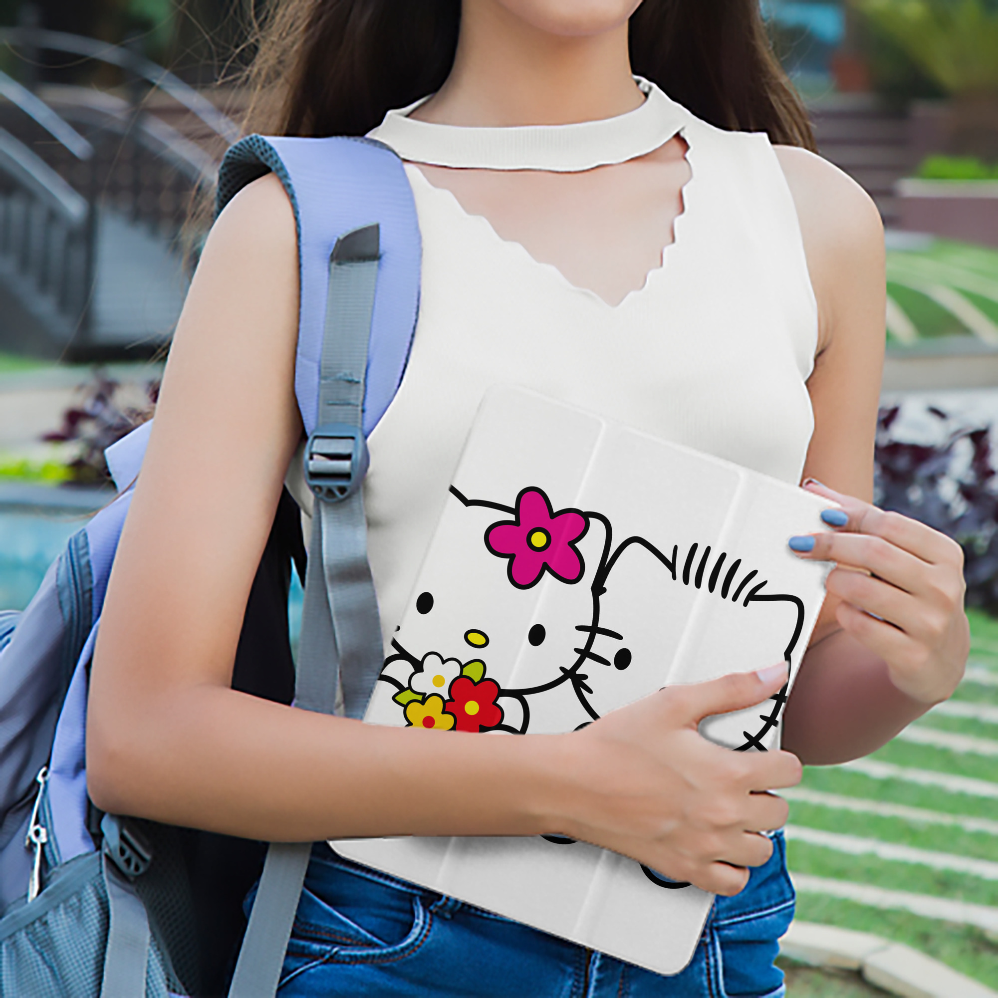 Hello Kitty ハローキティ IPad ケース ペン収納付き 三つ折りスタンド PUレザー×シリコン 対応機種9.5/10.5/10.9インチ
