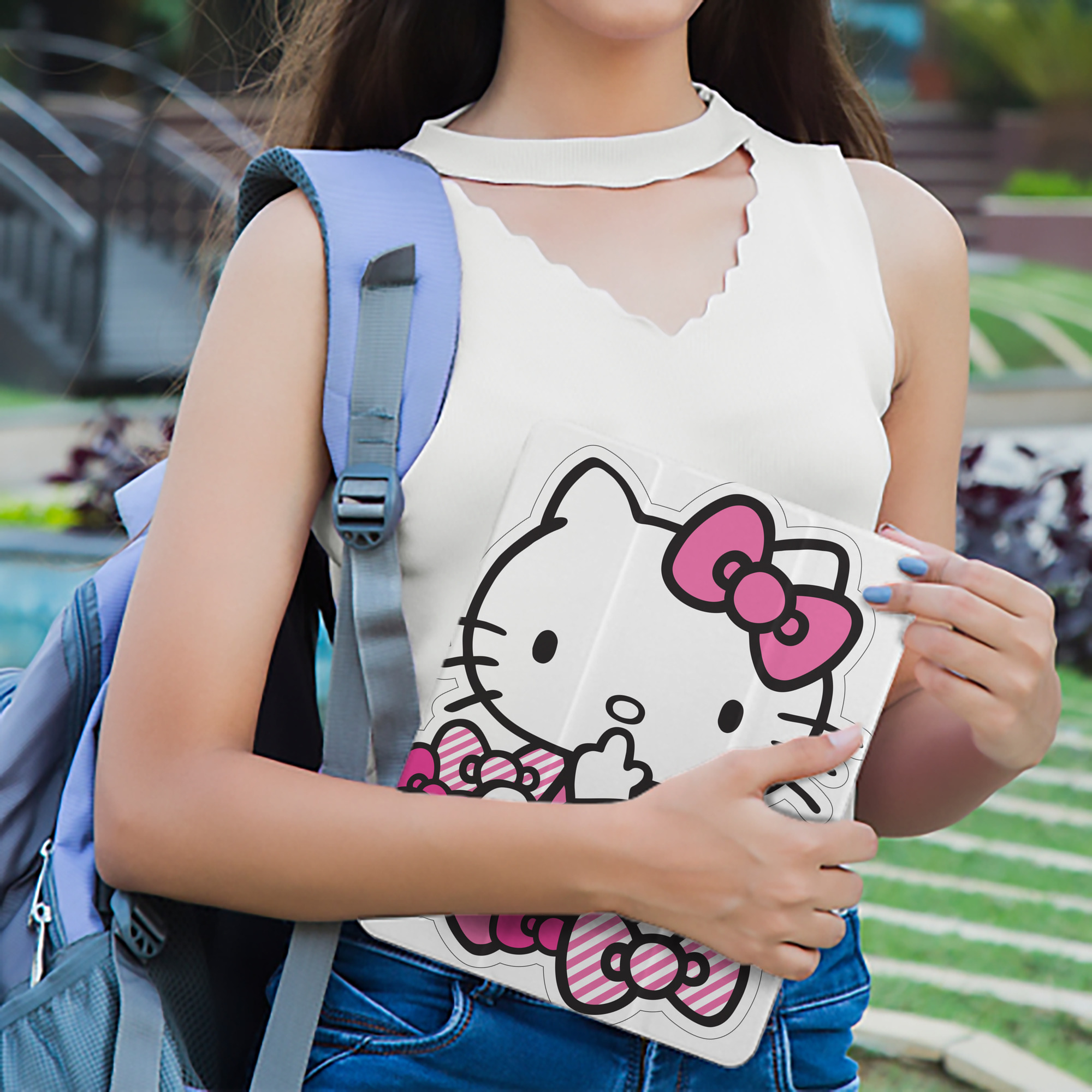 Hello Kitty ハローキティ IPad ケース ペン収納付き 三つ折りスタンド PUレザー×シリコン 対応機種9.5/10.5/10.9インチ
