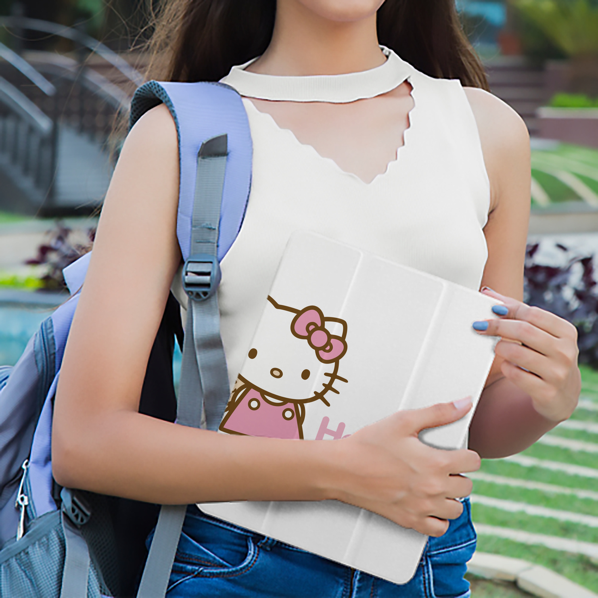 Hello Kitty ハローキティ IPad ケース ペン収納付き 三つ折りスタンド PUレザー×シリコン 対応機種9.5/10.5/10.9インチ