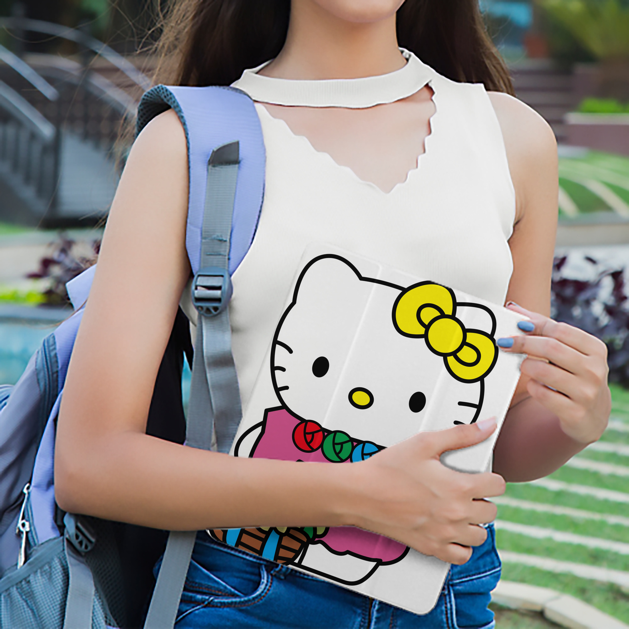 Hello Kitty ハローキティ IPad ケース ペン収納付き 三つ折りスタンド PUレザー×シリコン 対応機種9.5/10.5/10.9インチ