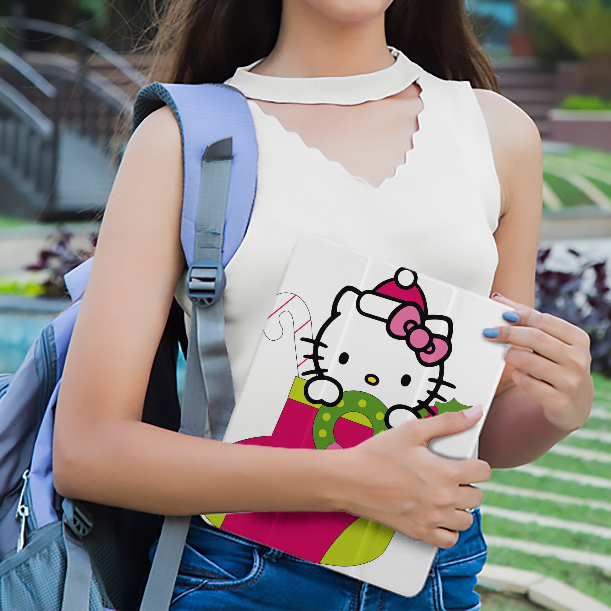 Hello Kitty ハローキティ IPad ケース ペン収納付き 三つ折りスタンド PUレザー×シリコン 対応機種9.5/10.5/10.9インチ