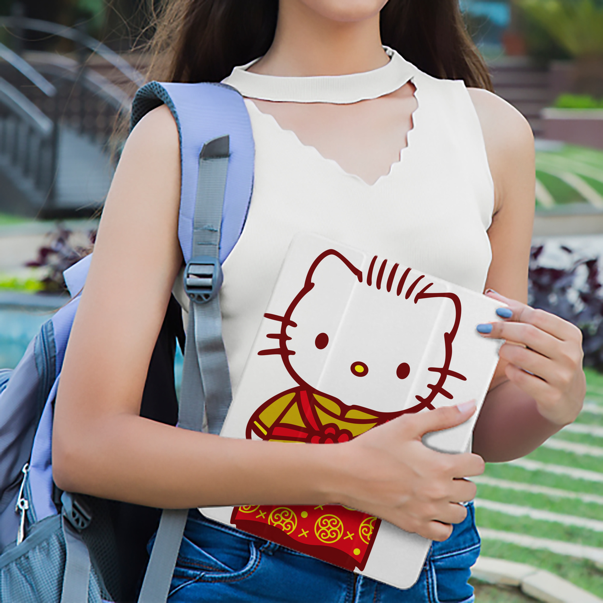 Hello Kitty ハローキティ IPad ケース ペン収納付き 三つ折りスタンド PUレザー×シリコン 対応機種9.5/10.5/10.9インチ