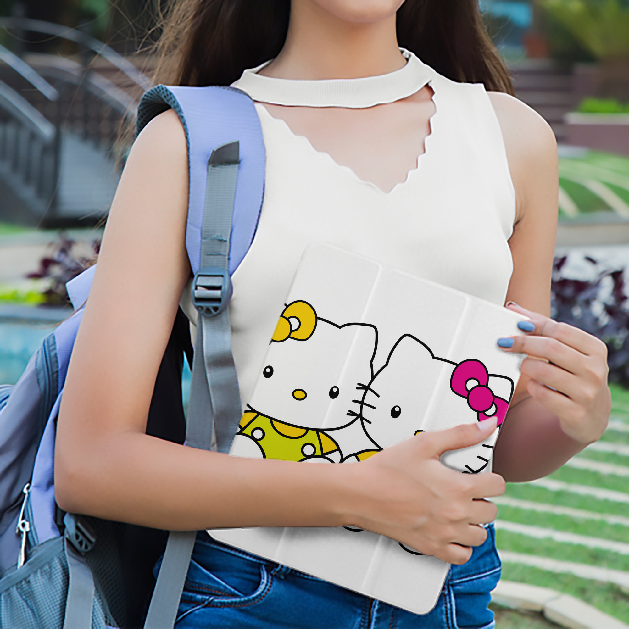 Hello Kitty ハローキティ IPad ケース ペン収納付き 三つ折りスタンド PUレザー×シリコン 対応機種9.5/10.5/10.9インチ