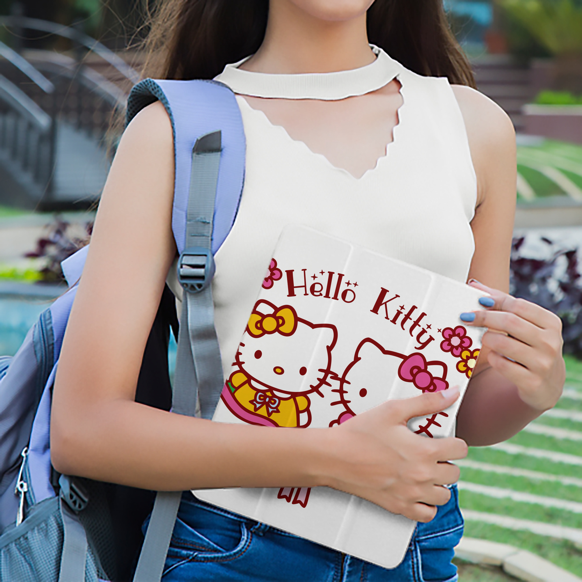 Hello Kitty ハローキティ IPad ケース ペン収納付き 三つ折りスタンド PUレザー×シリコン 対応機種9.5/10.5/10.9インチ