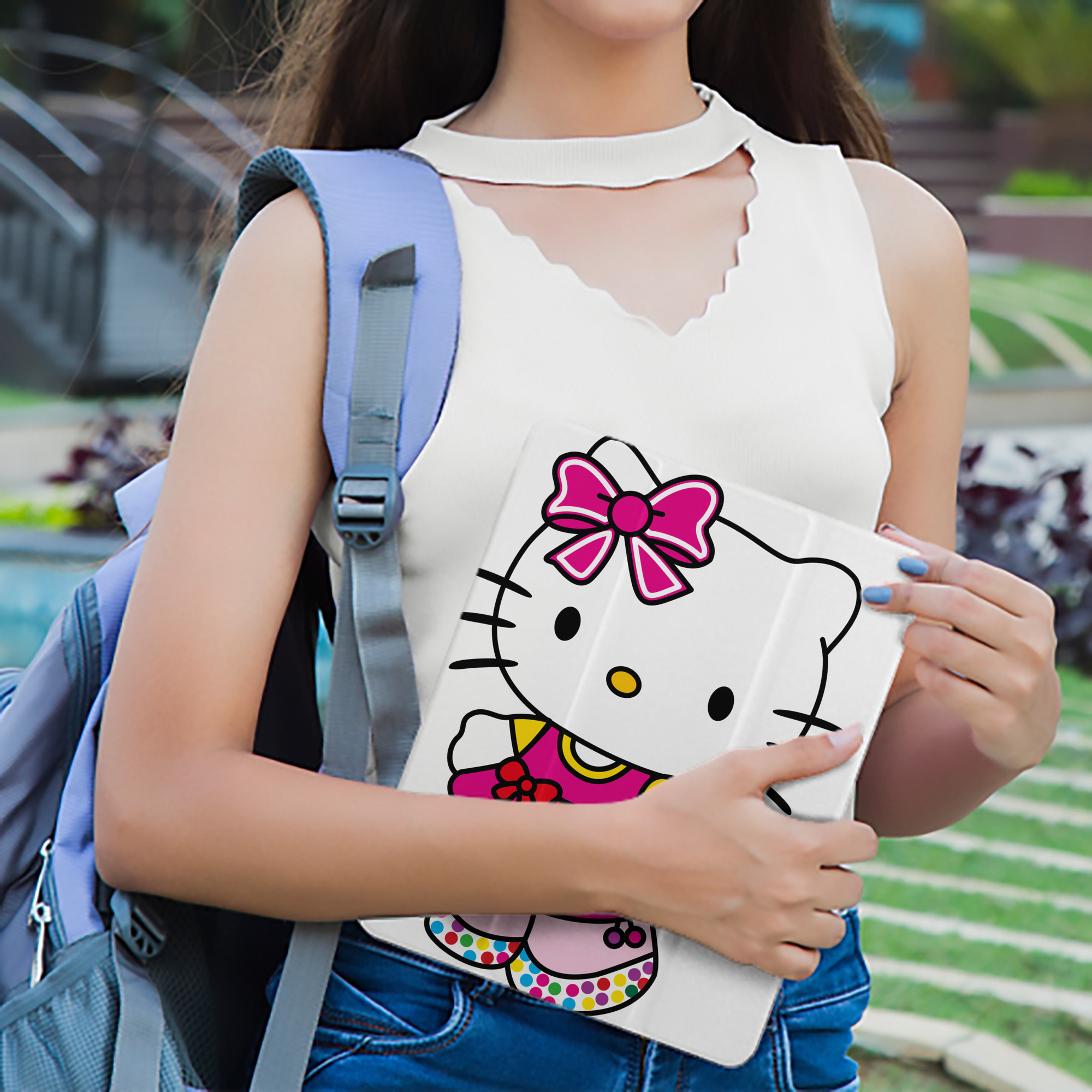 Hello Kitty ハローキティ IPad ケース ペン収納付き 三つ折りスタンド PUレザー×シリコン 対応機種9.5/10.5/10.9インチ
