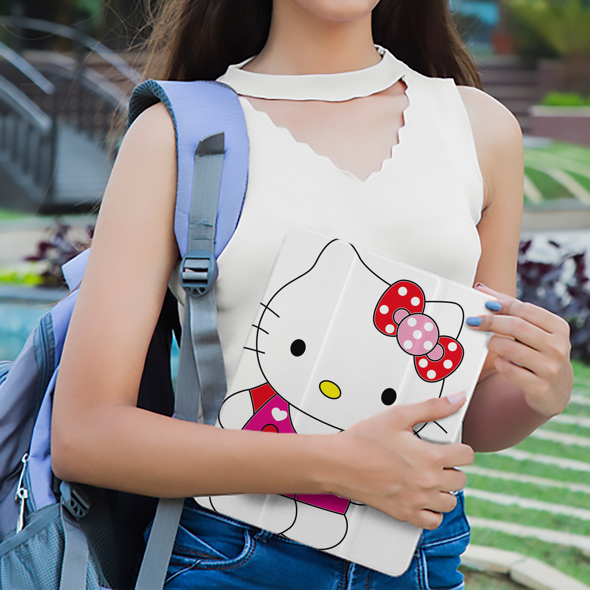Hello Kitty ハローキティ IPad ケース ペン収納付き 三つ折りスタンド PUレザー×シリコン 対応機種9.5/10.5/10.9インチ