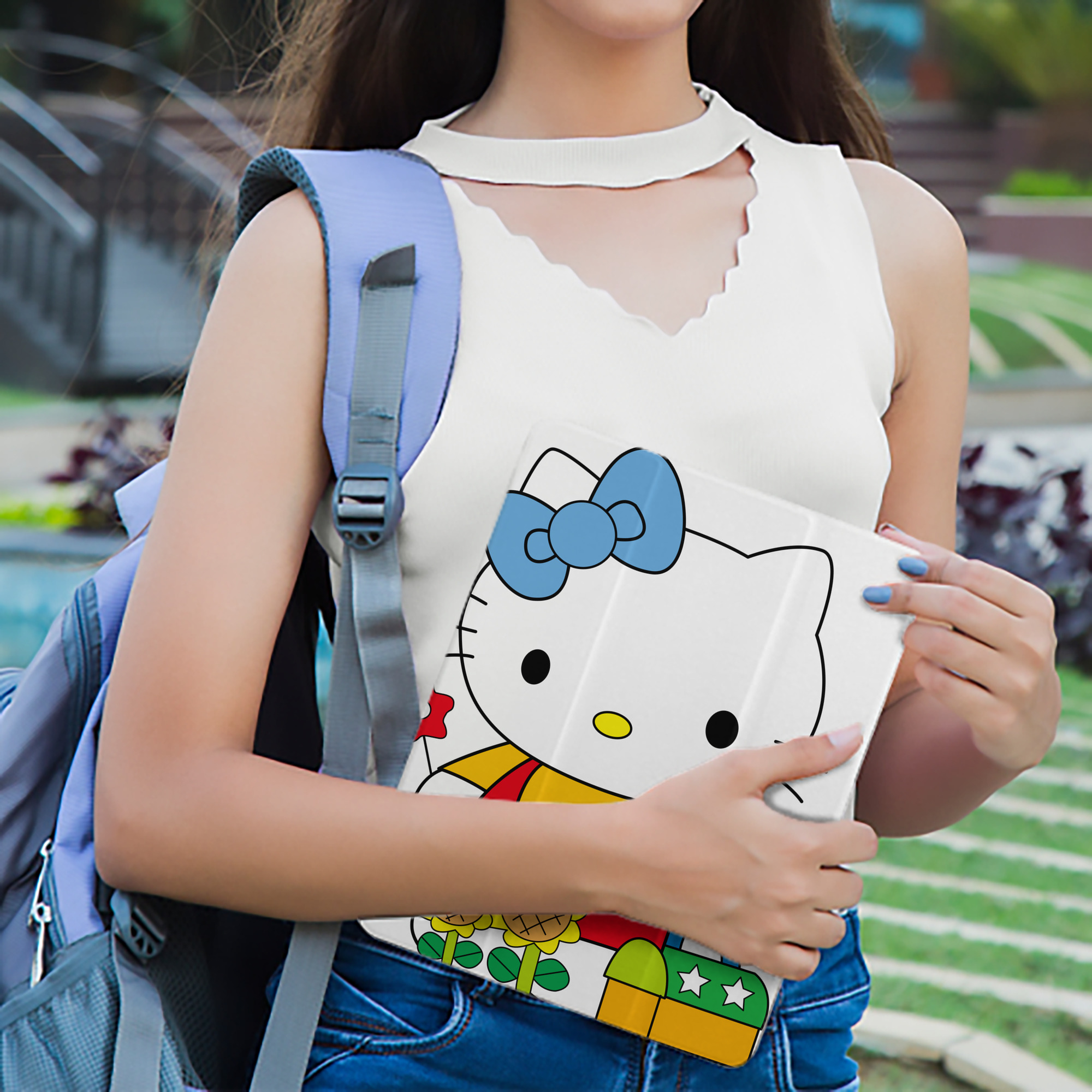 Hello Kitty ハローキティ IPad ケース ペン収納付き 三つ折りスタンド PUレザー×シリコン 対応機種9.5/10.5/10.9インチ