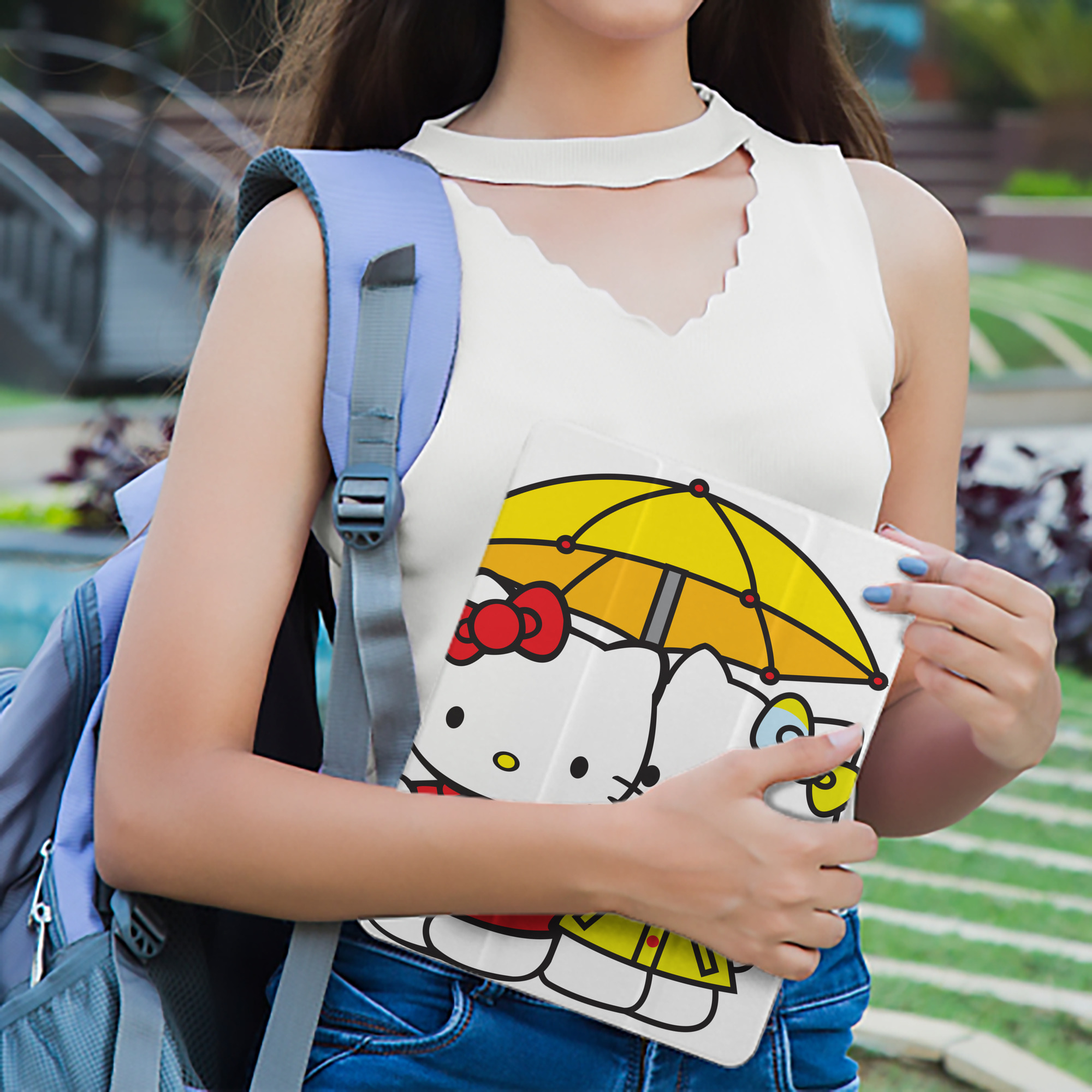 Hello Kitty ハローキティ IPad ケース ペン収納付き 三つ折りスタンド PUレザー×シリコン 対応機種9.5/10.5/10.9インチ