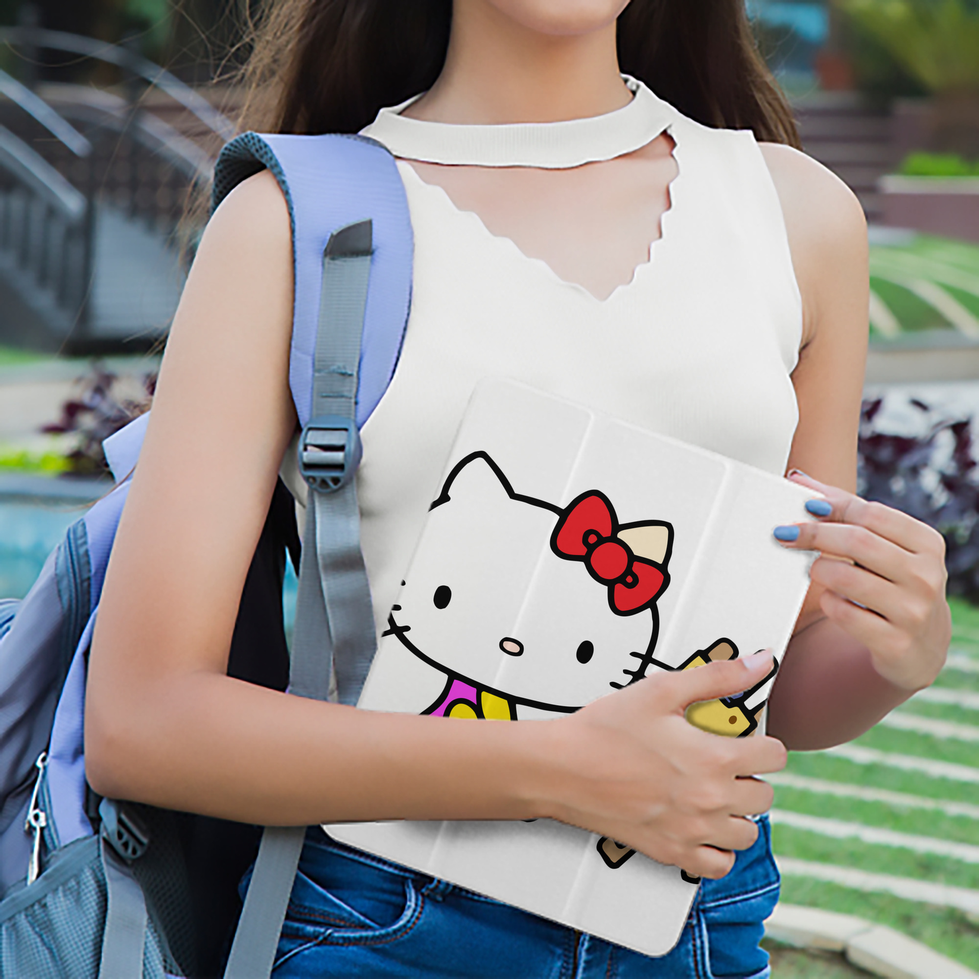 Hello Kitty ハローキティ IPad ケース ペン収納付き 三つ折りスタンド PUレザー×シリコン 対応機種9.5/10.5/10.9インチ