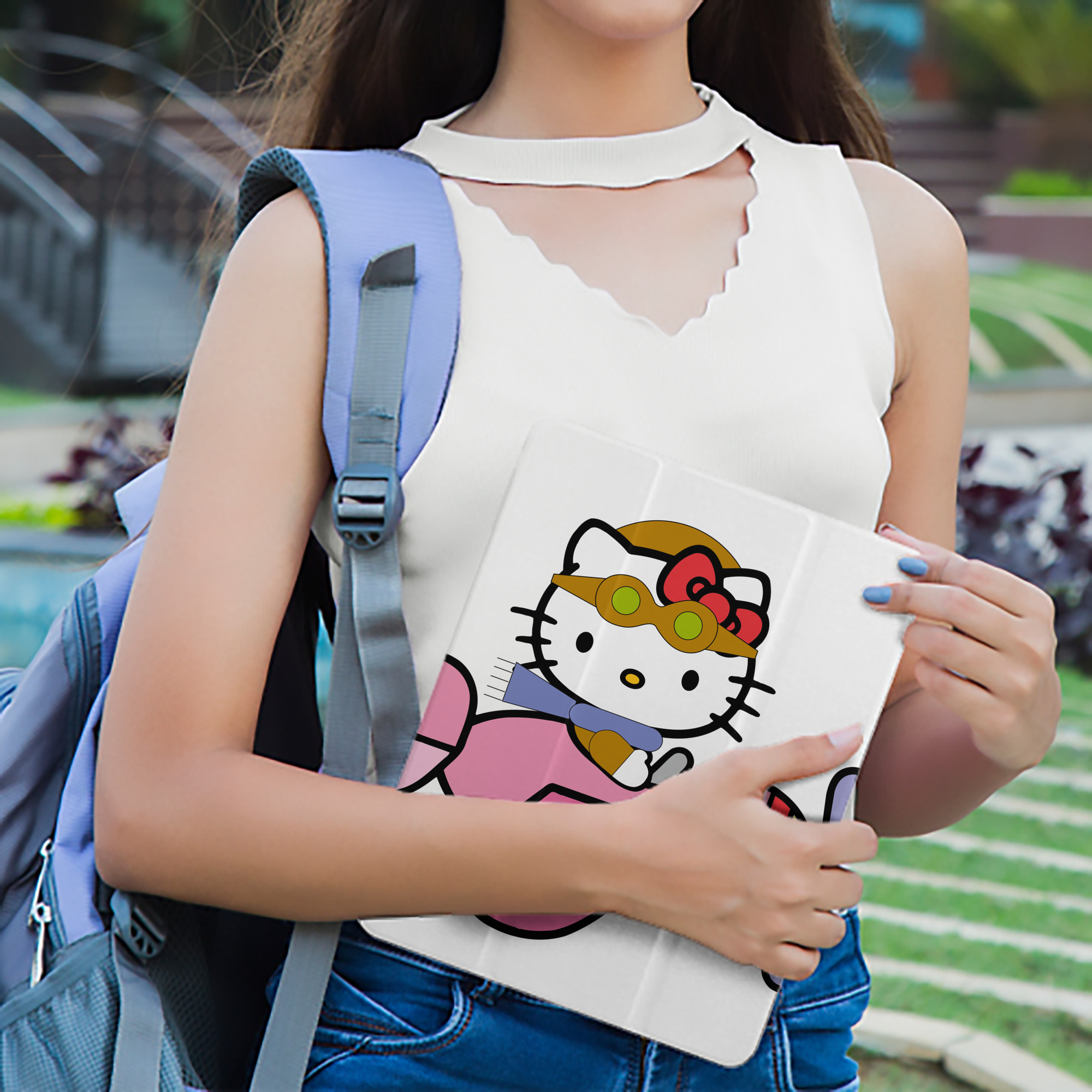Hello Kitty ハローキティ IPad ケース ペン収納付き 三つ折りスタンド PUレザー×シリコン 対応機種9.5/10.5/10.9インチ