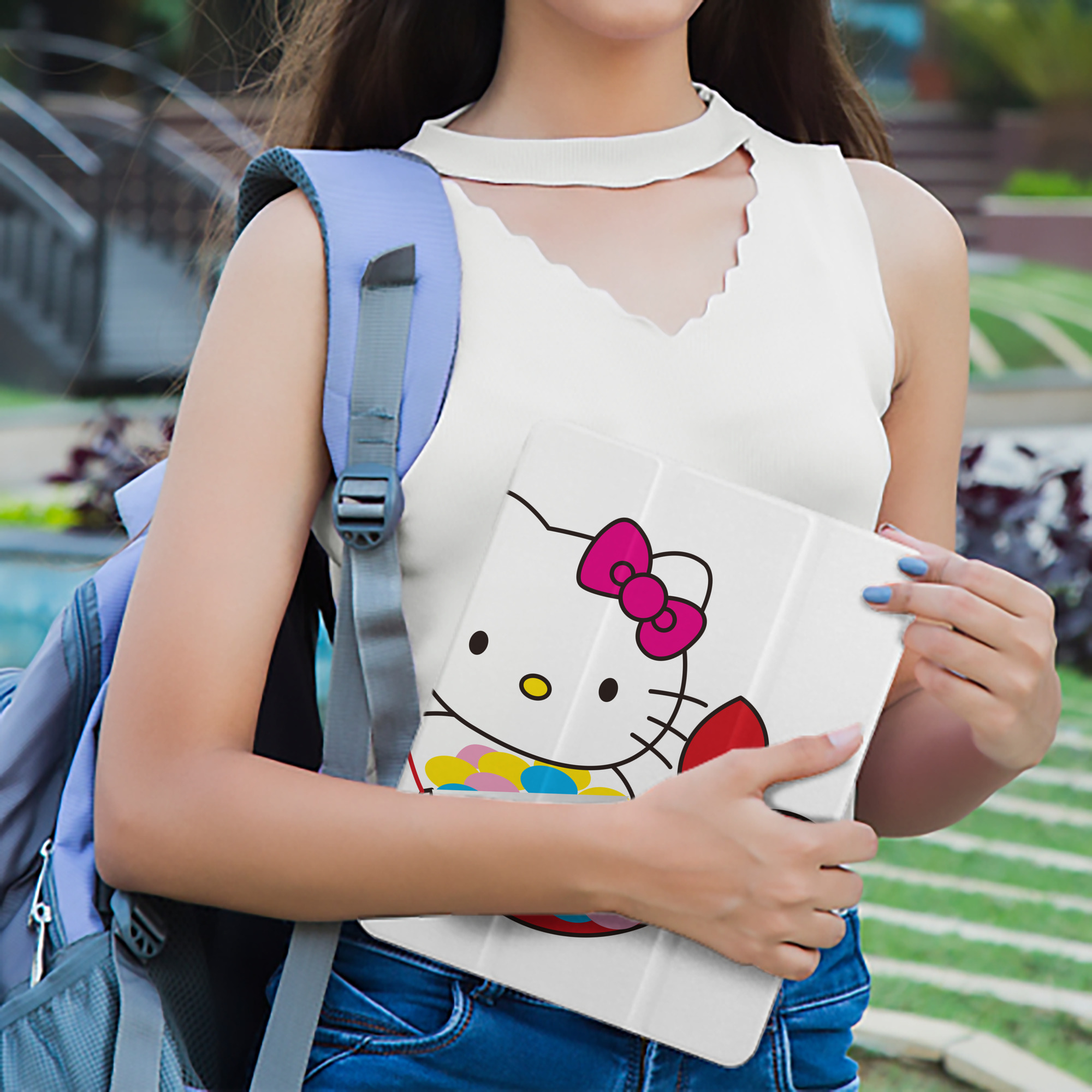 Hello Kitty ハローキティ IPad ケース ペン収納付き 三つ折りスタンド PUレザー×シリコン 対応機種9.5/10.5/10.9インチ