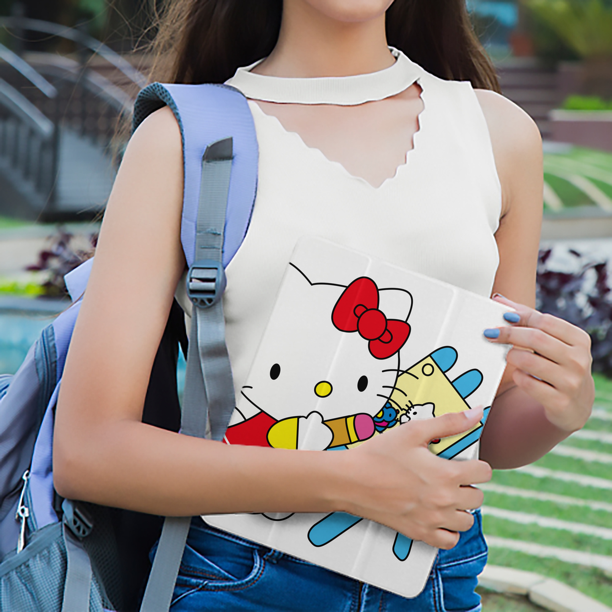 Hello Kitty ハローキティ IPad ケース ペン収納付き 三つ折りスタンド PUレザー×シリコン 対応機種9.5/10.5/10.9インチ