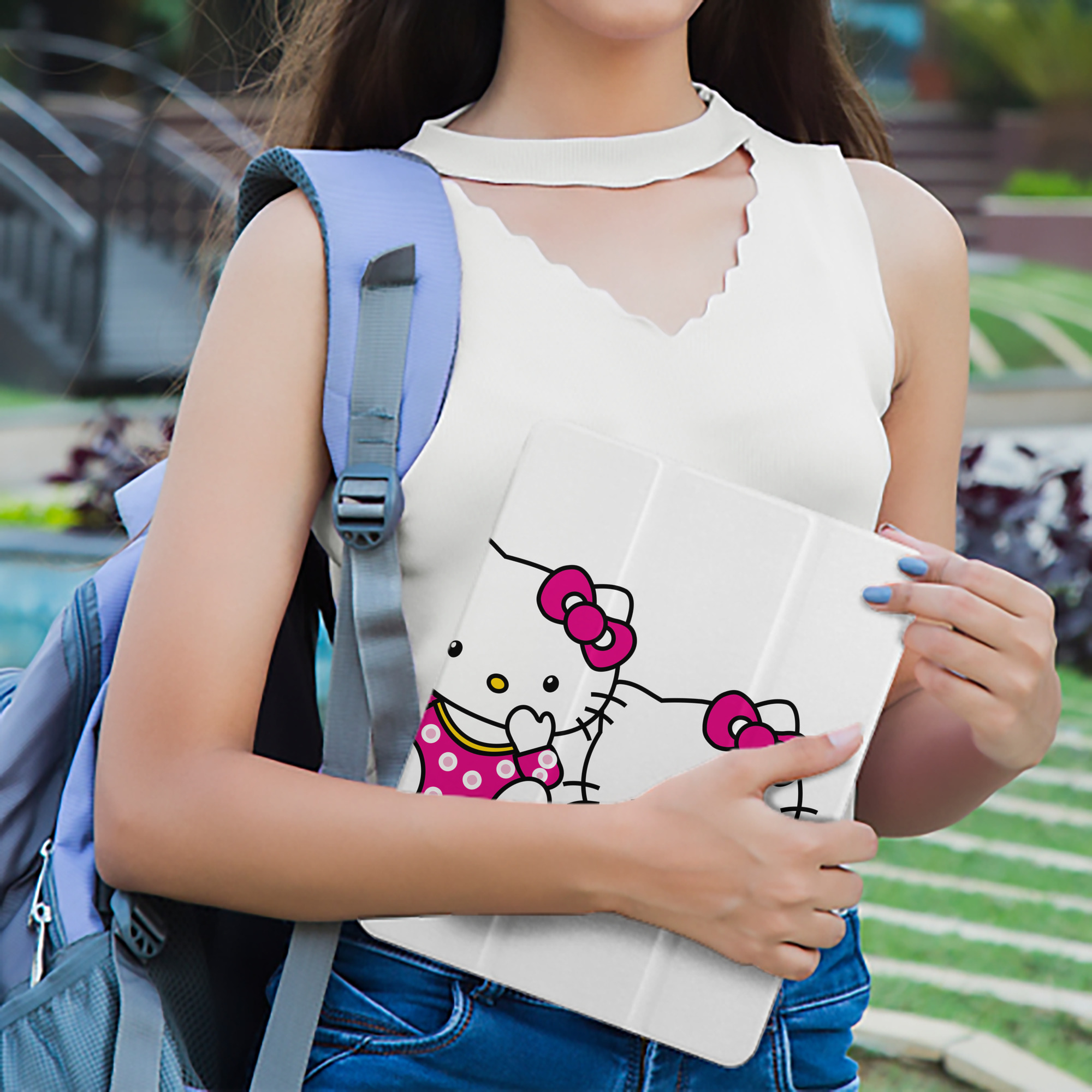 Hello Kitty ハローキティ IPad ケース ペン収納付き 三つ折りスタンド PUレザー×シリコン 対応機種9.5/10.5/10.9インチ