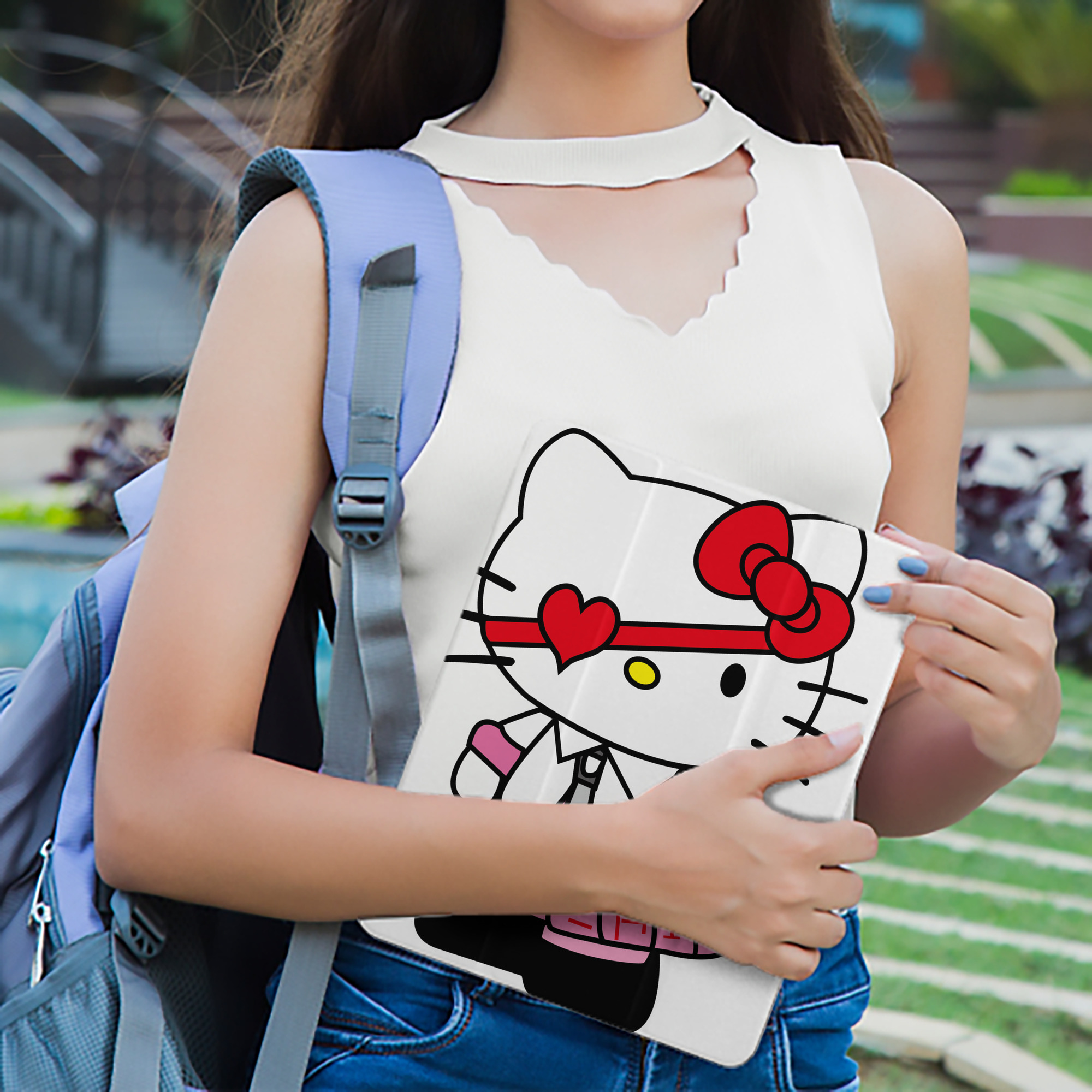Hello Kitty ハローキティ IPad ケース ペン収納付き 三つ折りスタンド PUレザー×シリコン 対応機種9.5/10.5/10.9インチ