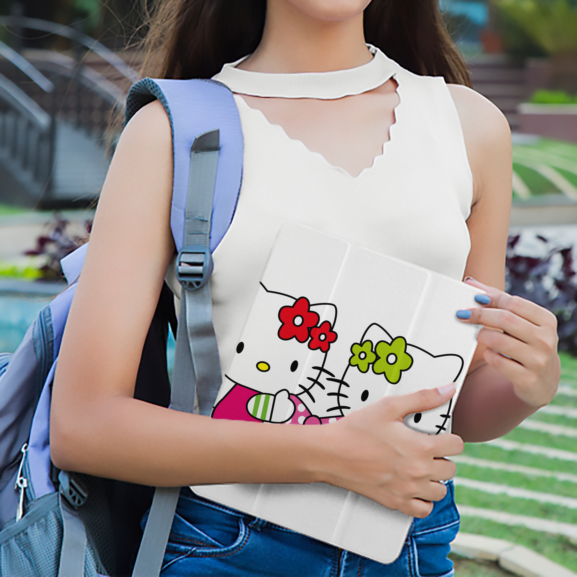 Hello Kitty ハローキティ IPad ケース ペン収納付き 三つ折りスタンド PUレザー×シリコン 対応機種9.5/10.5/10.9インチ