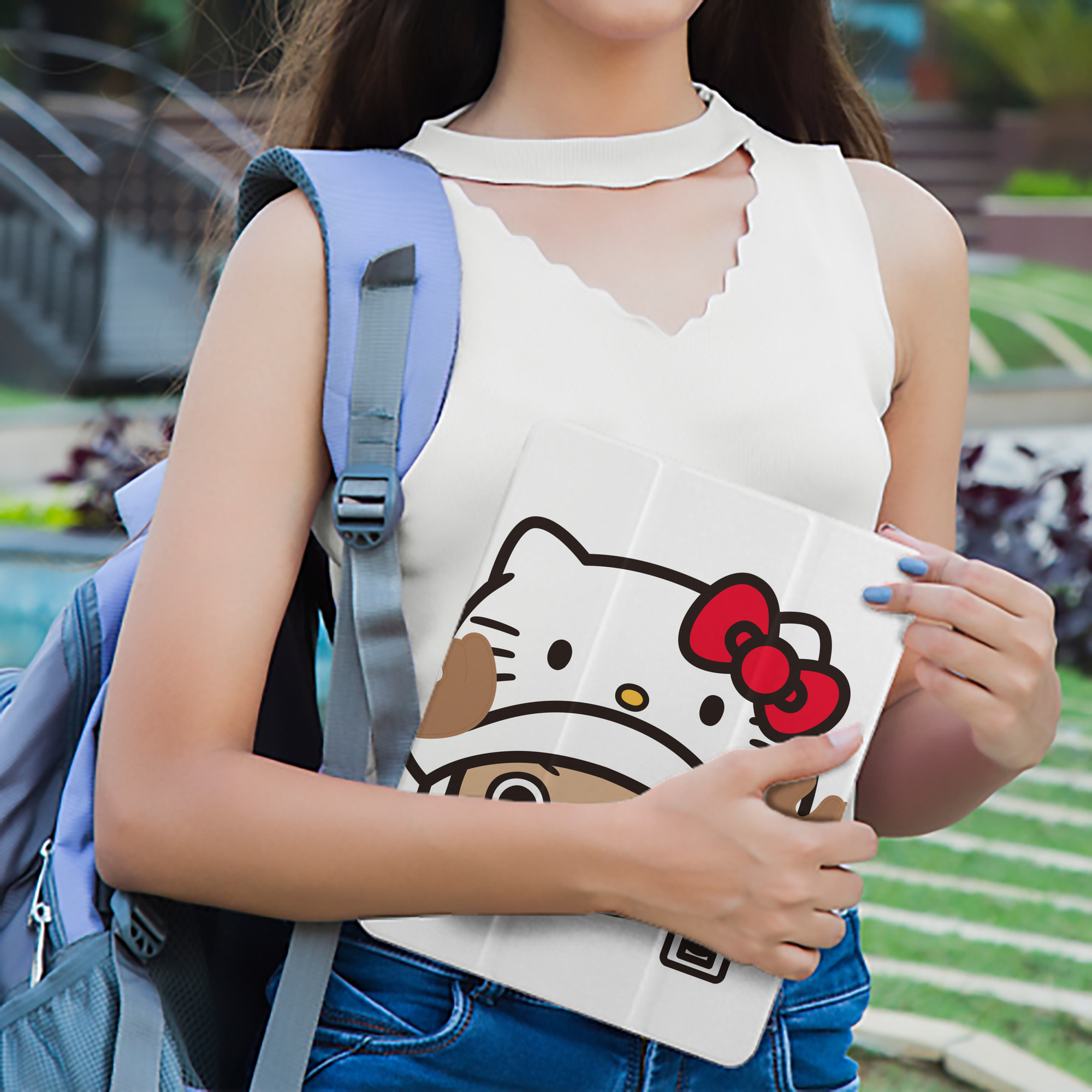 Hello Kitty ハローキティ IPad ケース ペン収納付き 三つ折りスタンド PUレザー×シリコン 対応機種9.5/10.5/10.9インチ