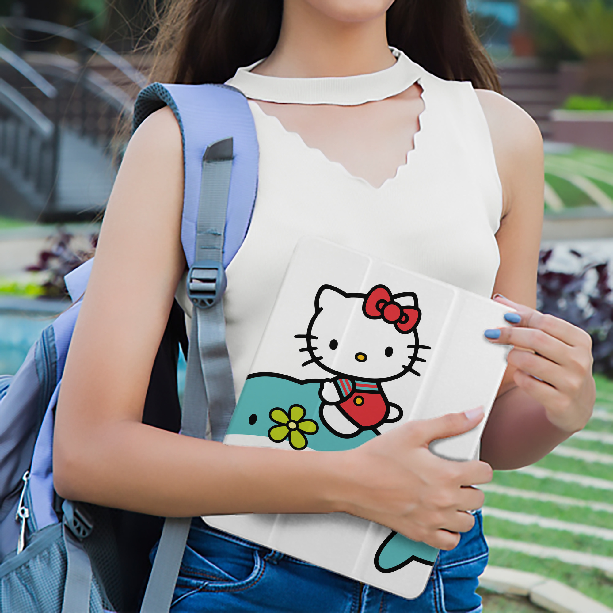 Hello Kitty ハローキティ IPad ケース ペン収納付き 三つ折りスタンド PUレザー×シリコン 対応機種9.5/10.5/10.9インチ