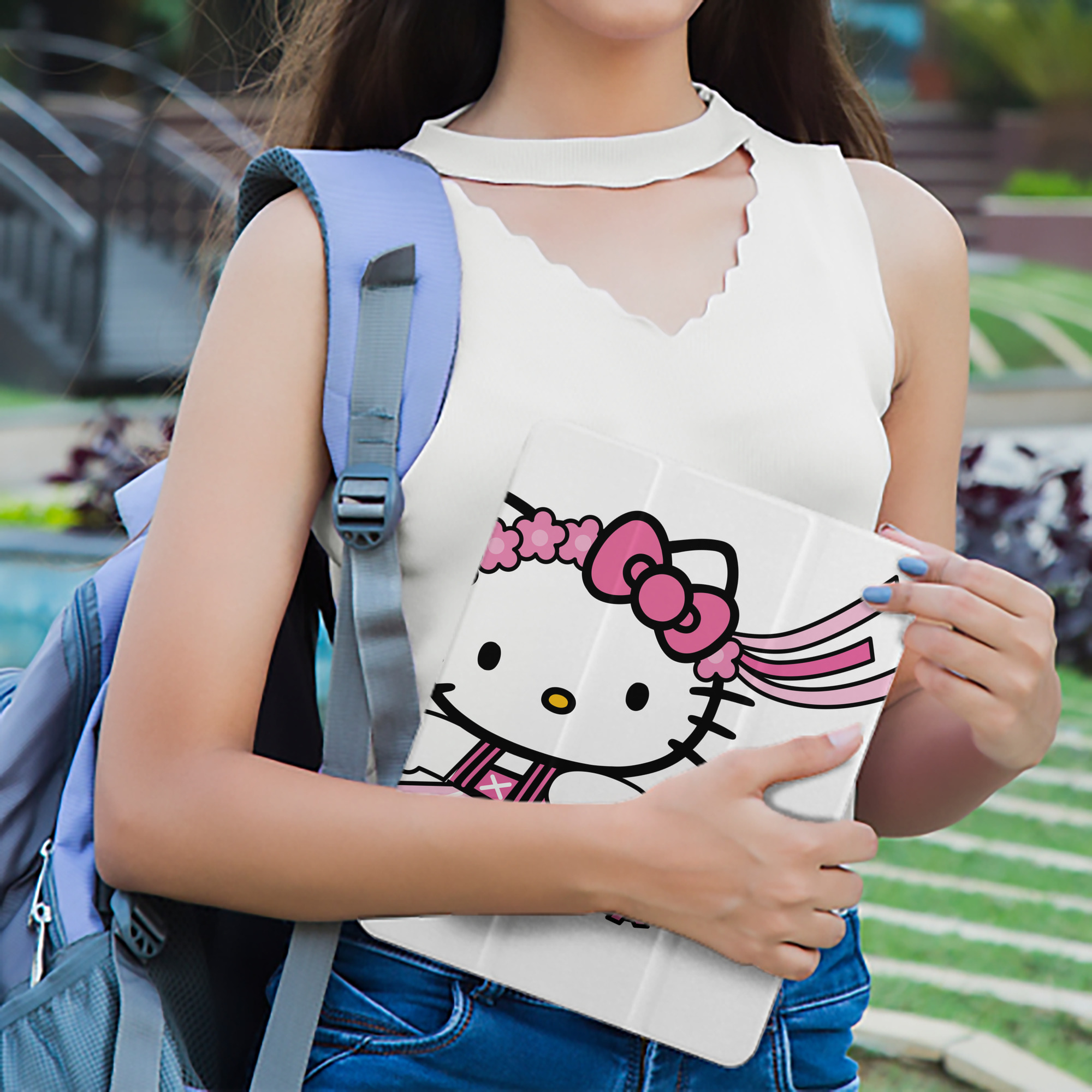 Hello Kitty ハローキティ IPad ケース ペン収納付き 三つ折りスタンド PUレザー×シリコン 対応機種9.5/10.5/10.9インチ