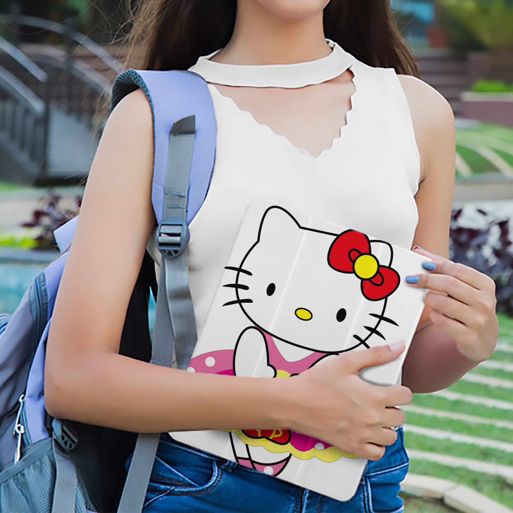 Hello Kitty ハローキティ IPad ケース ペン収納付き 三つ折りスタンド PUレザー×シリコン 対応機種9.5/10.5/10.9インチ