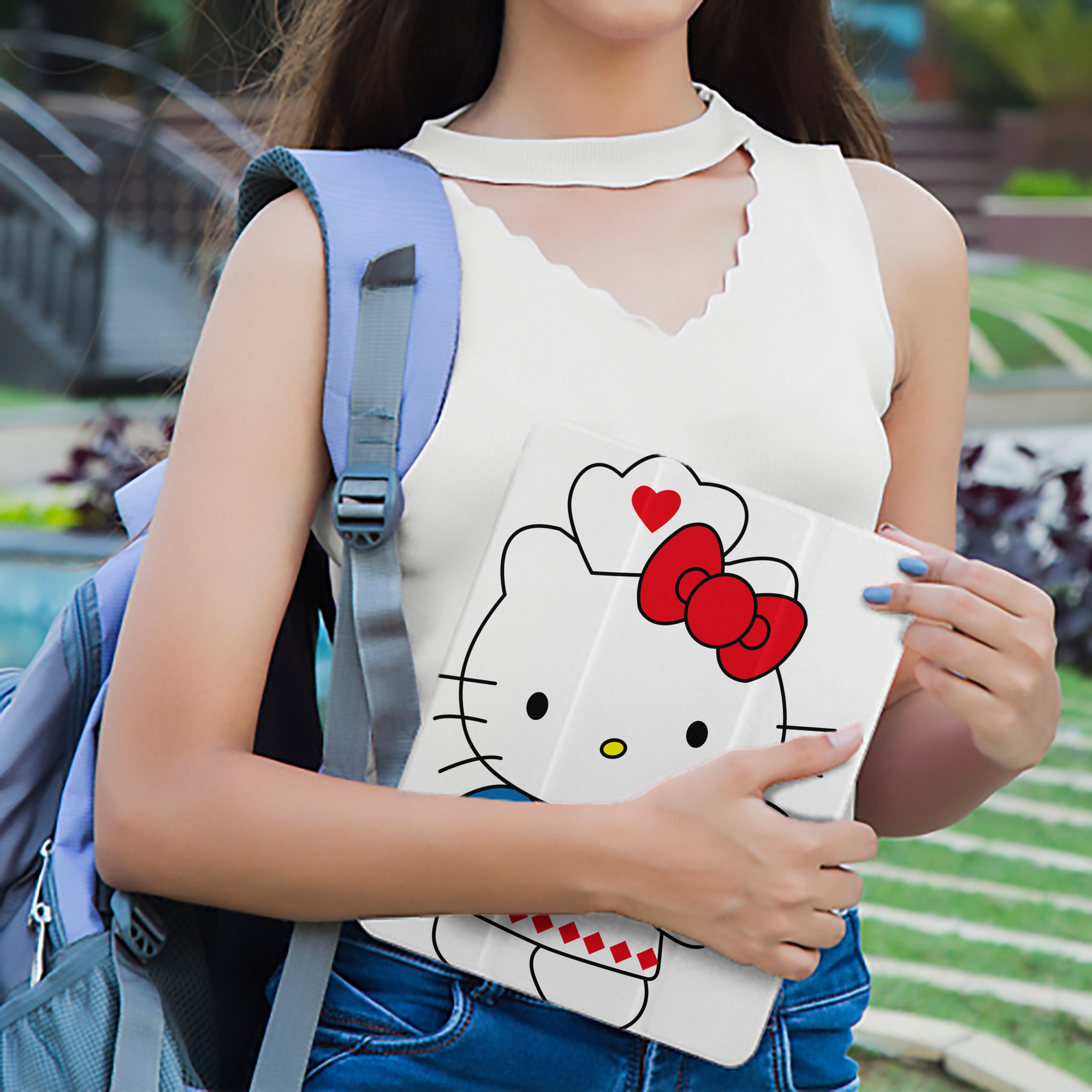 Hello Kitty ハローキティ IPad ケース ペン収納付き 三つ折りスタンド PUレザー×シリコン 対応機種9.5/10.5/10.9インチ