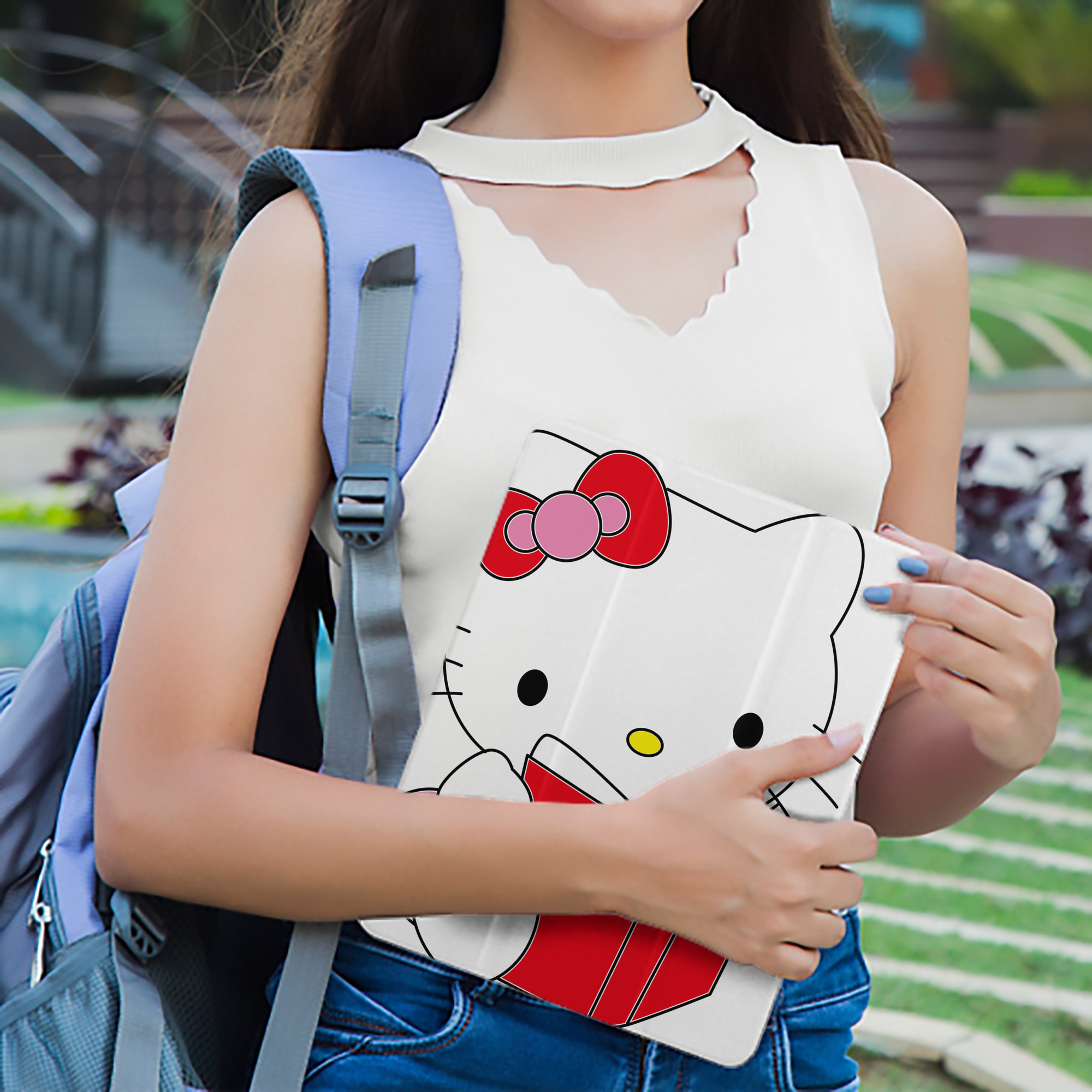 Hello Kitty ハローキティ IPad ケース ペン収納付き 三つ折りスタンド PUレザー×シリコン 対応機種9.5/10.5/10.9インチ