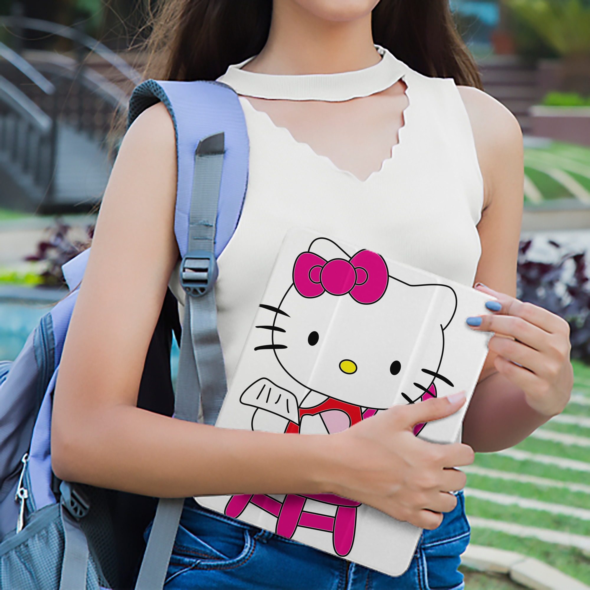 Hello Kitty ハローキティ IPad ケース ペン収納付き 三つ折りスタンド PUレザー×シリコン 対応機種9.5/10.5/10.9インチ