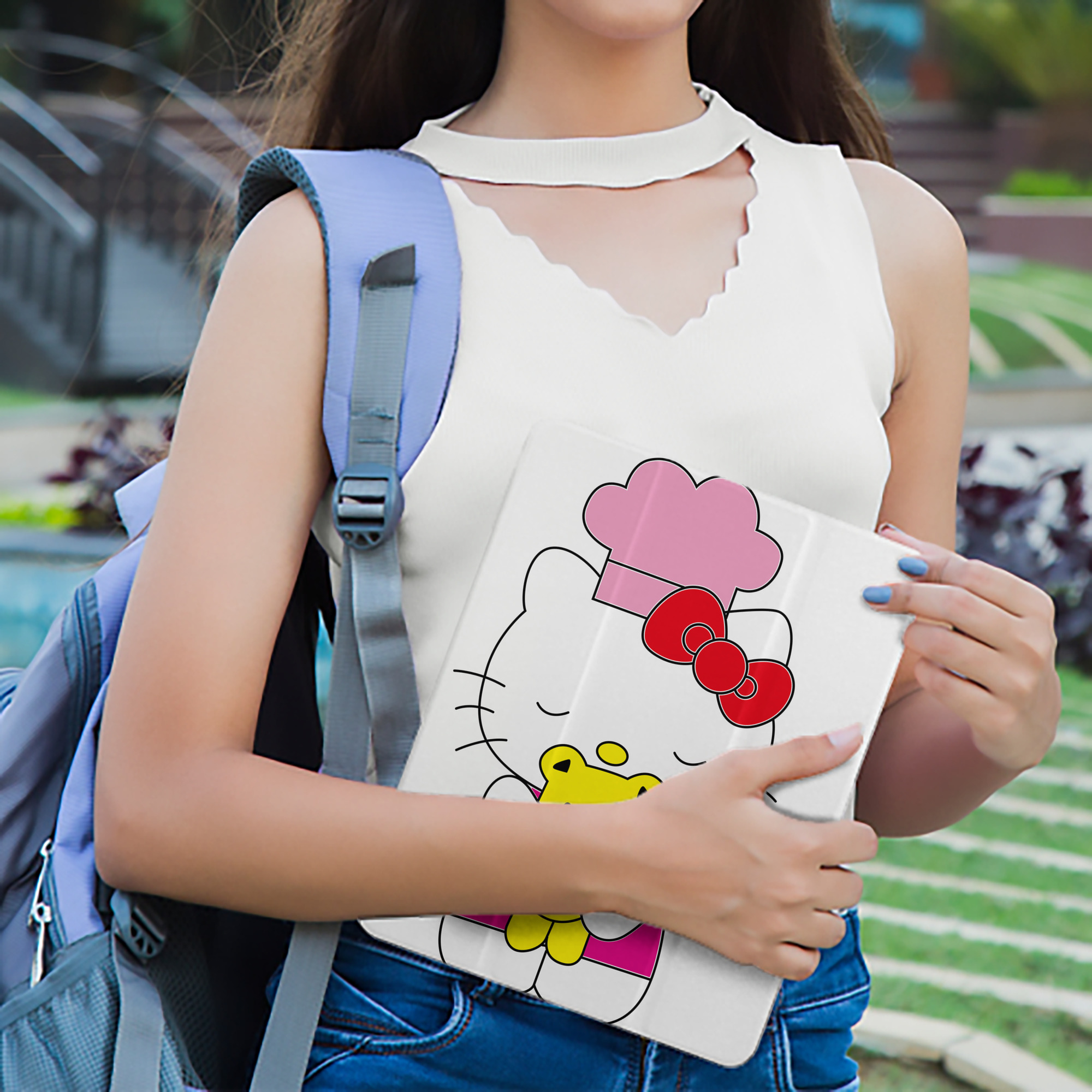Hello Kitty ハローキティ IPad ケース ペン収納付き 三つ折りスタンド PUレザー×シリコン 対応機種9.5/10.5/10.9インチ