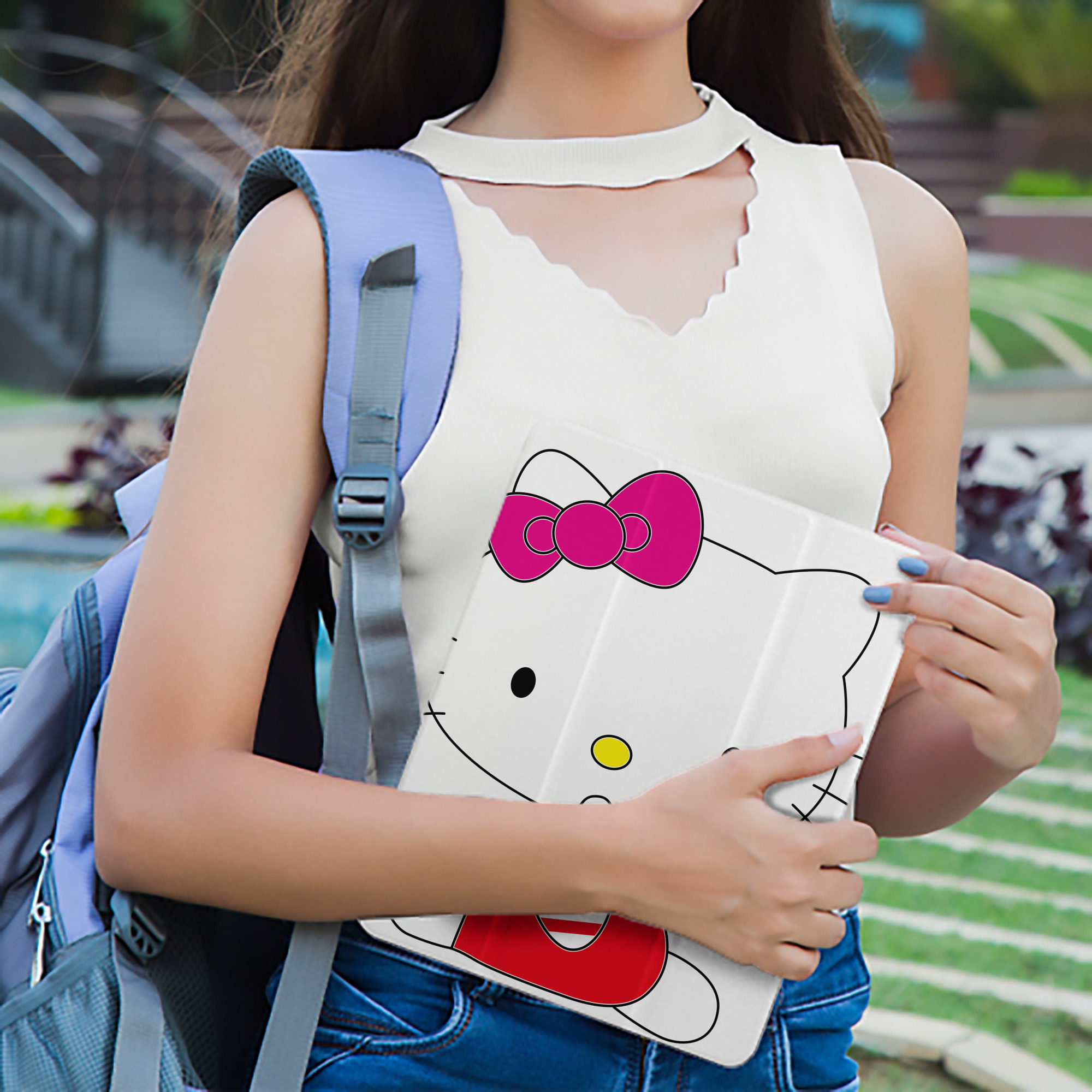 Hello Kitty ハローキティ IPad ケース ペン収納付き 三つ折りスタンド PUレザー×シリコン 対応機種9.5/10.5/10.9インチ