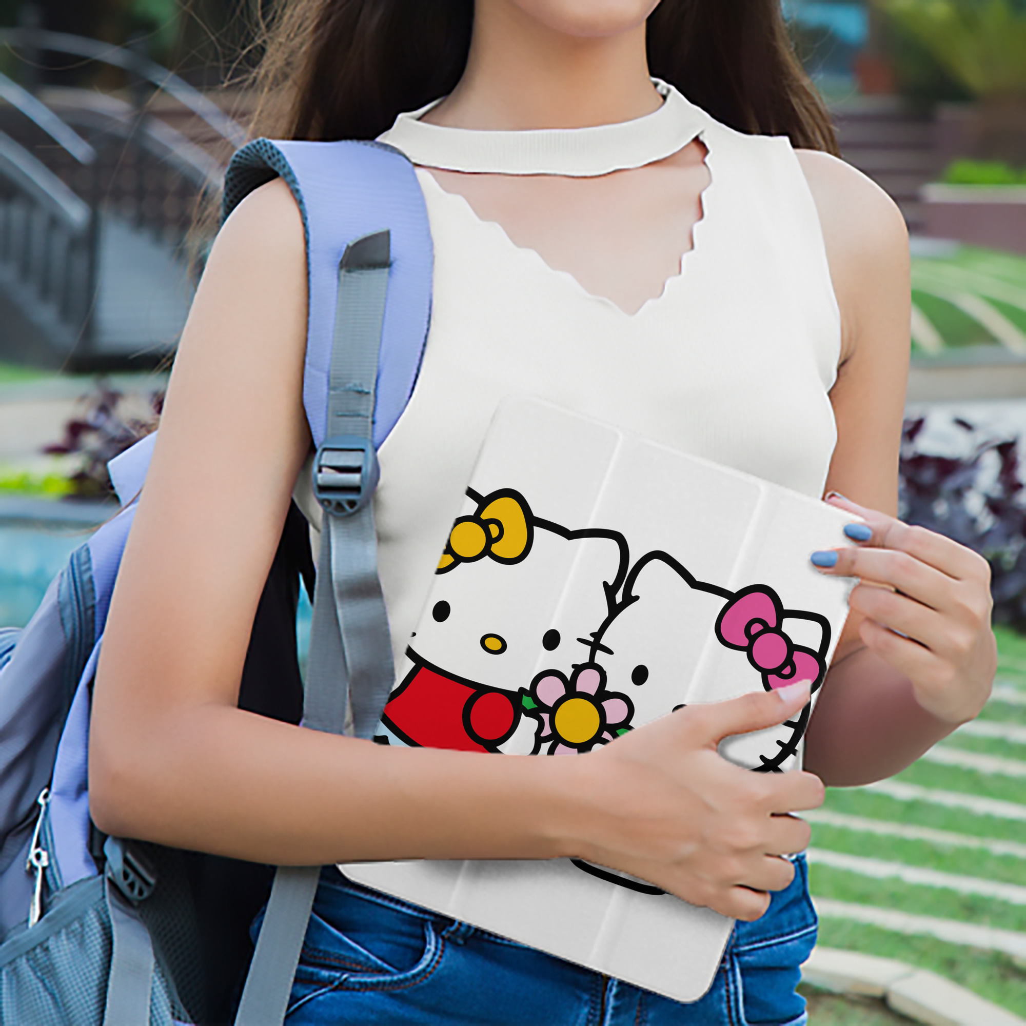 Hello Kitty ハローキティ IPad ケース ペン収納付き 三つ折りスタンド PUレザー×シリコン 対応機種9.5/10.5/10.9インチ
