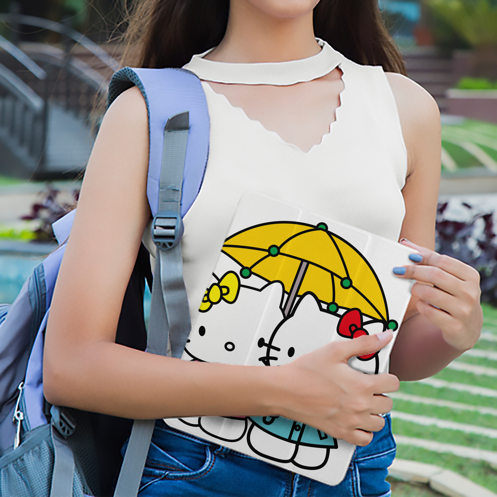 Hello Kitty ハローキティ IPad ケース ペン収納付き 三つ折りスタンド PUレザー×シリコン 対応機種9.5/10.5/10.9インチ