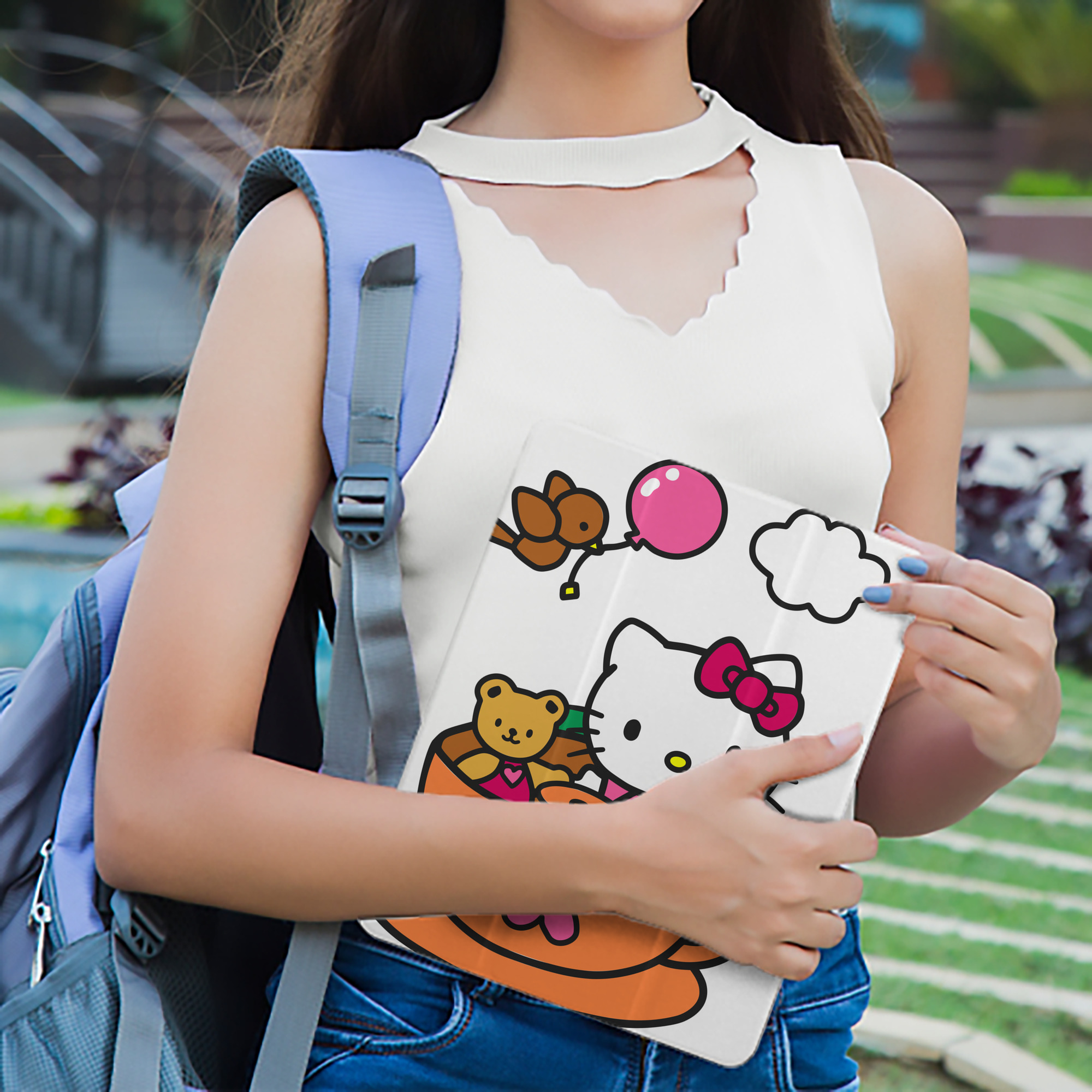 Hello Kitty ハローキティ IPad ケース ペン収納付き 三つ折りスタンド PUレザー×シリコン 対応機種9.5/10.5/10.9インチ
