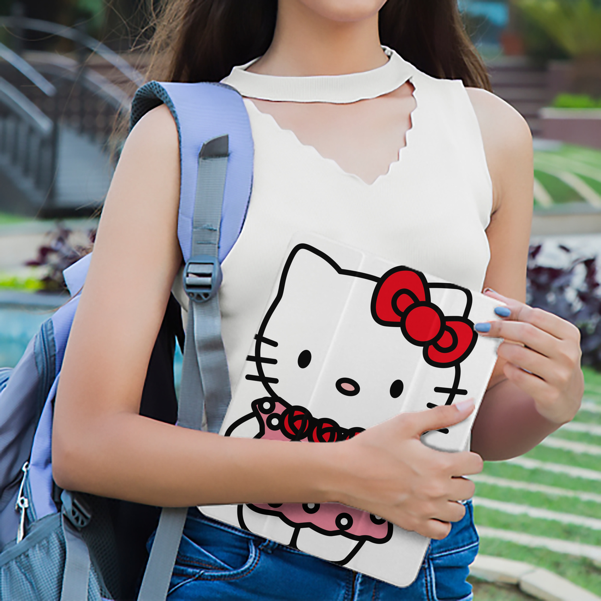 Hello Kitty ハローキティ IPad ケース ペン収納付き 三つ折りスタンド PUレザー×シリコン 対応機種9.5/10.5/10.9インチ