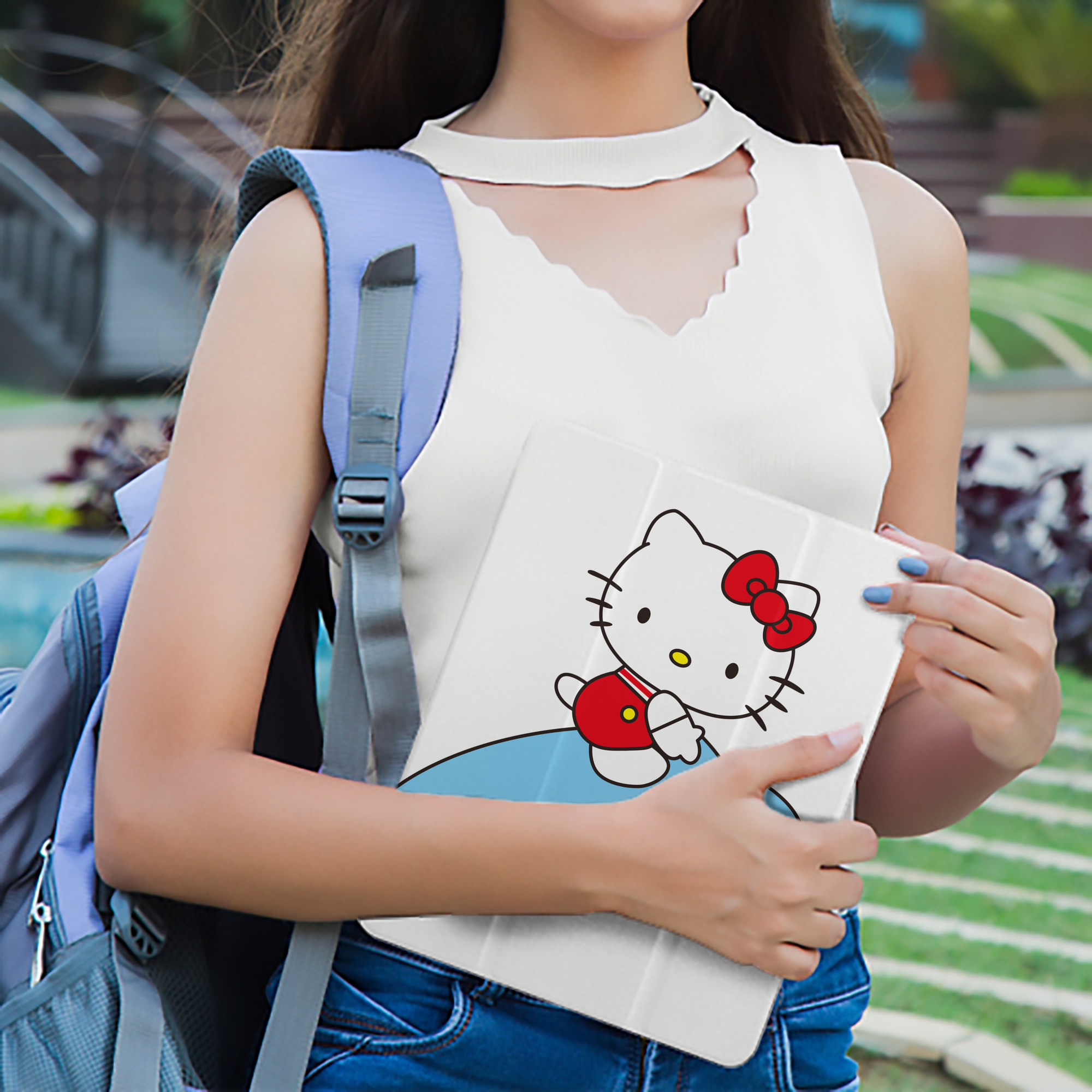 Hello Kitty ハローキティ IPad ケース ペン収納付き 三つ折りスタンド PUレザー×シリコン 対応機種9.5/10.5/10.9インチ