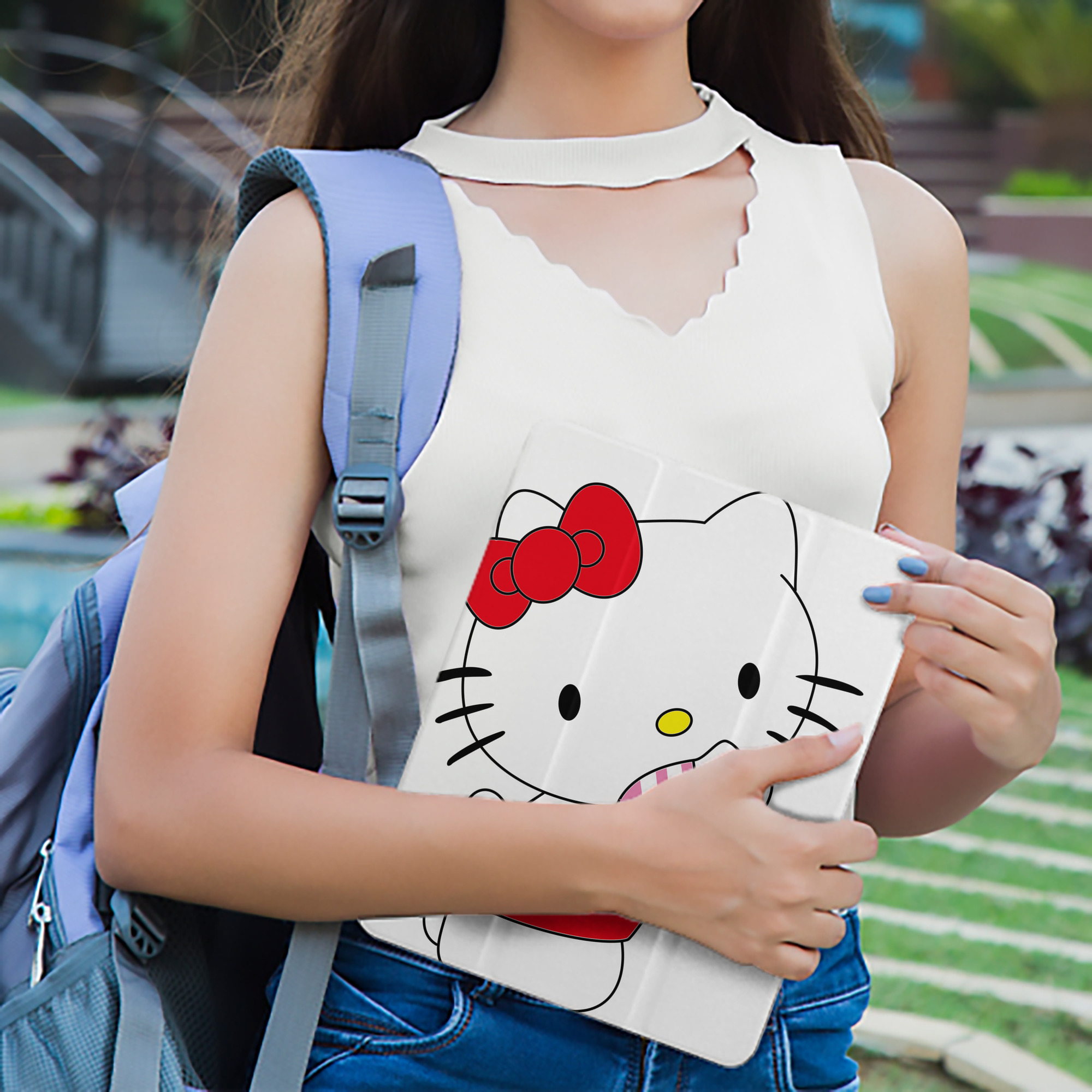 Hello Kitty ハローキティ IPad ケース ペン収納付き 三つ折りスタンド PUレザー×シリコン 対応機種9.5/10.5/10.9インチ