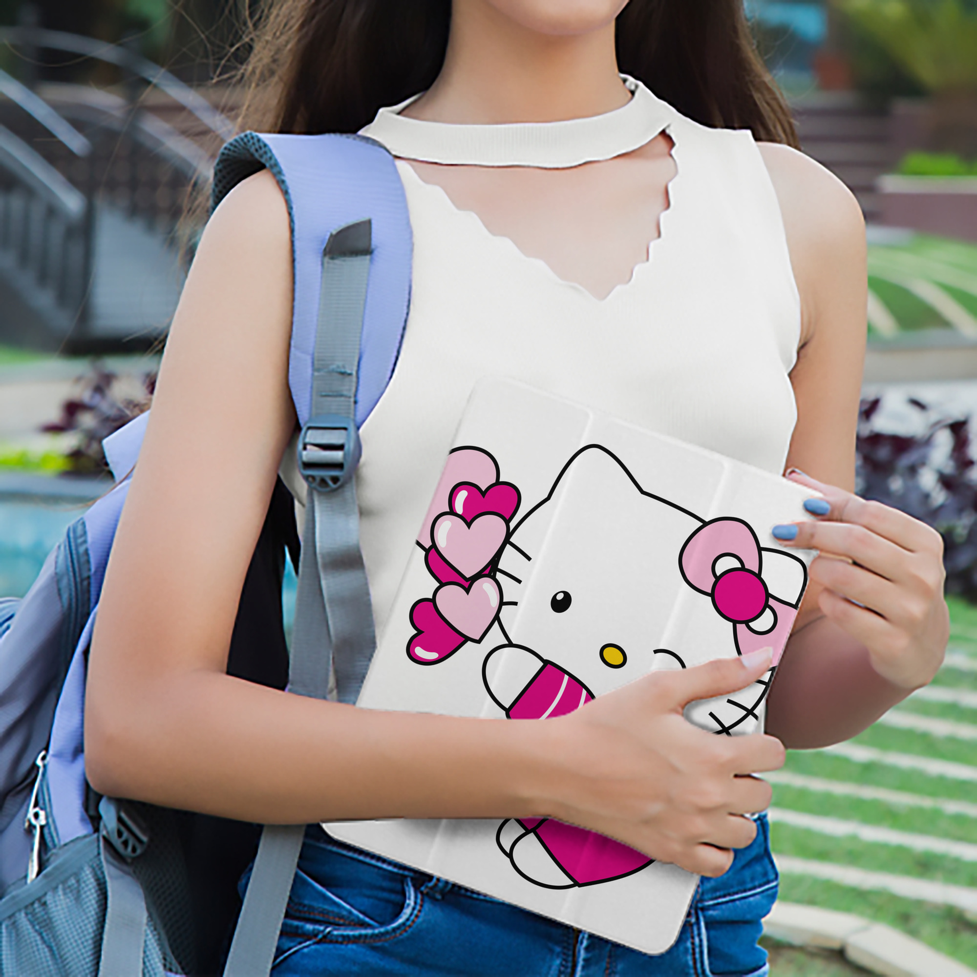 Hello Kitty ハローキティ IPad ケース ペン収納付き 三つ折りスタンド PUレザー×シリコン 対応機種9.5/10.5/10.9インチ