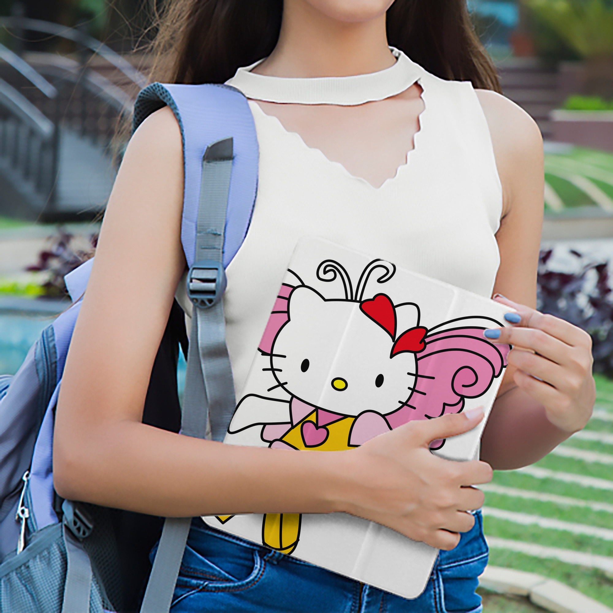 Hello Kitty ハローキティ IPad ケース ペン収納付き 三つ折りスタンド PUレザー×シリコン 対応機種9.5/10.5/10.9インチ