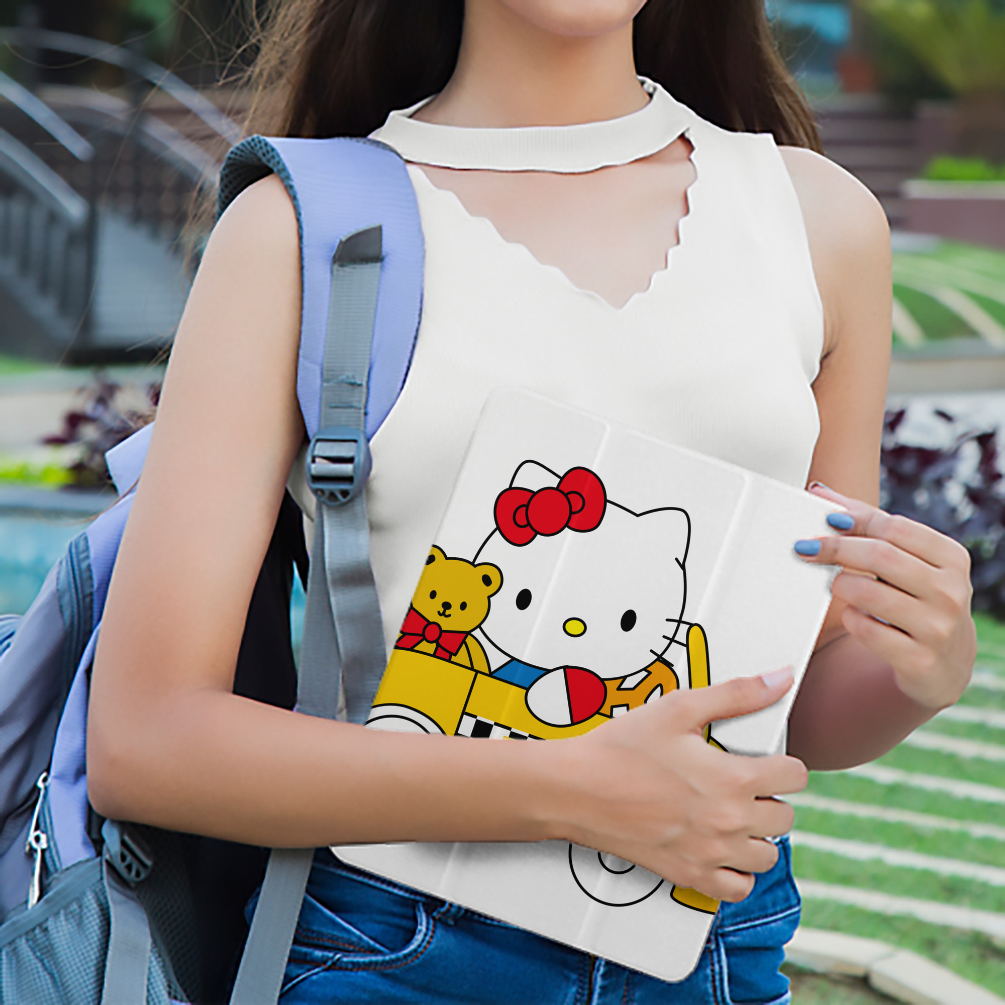 Hello Kitty ハローキティ IPad ケース ペン収納付き 三つ折りスタンド PUレザー×シリコン 対応機種9.5/10.5/10.9インチ