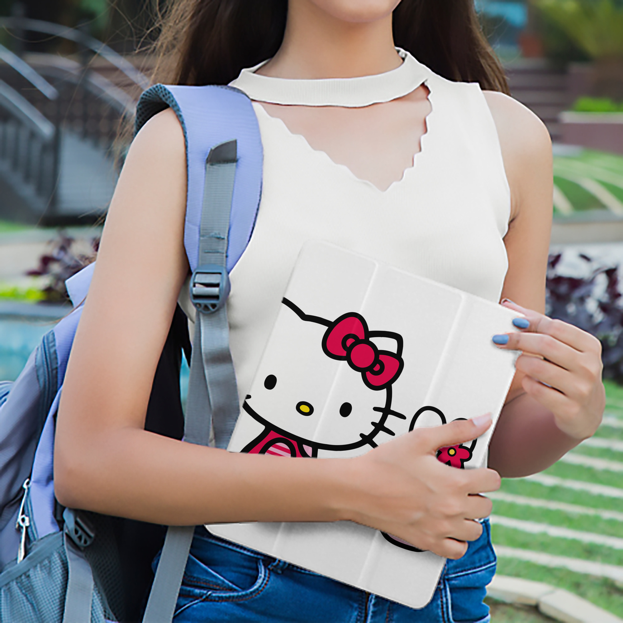 Hello Kitty ハローキティ IPad ケース ペン収納付き 三つ折りスタンド PUレザー×シリコン 対応機種9.5/10.5/10.9インチ