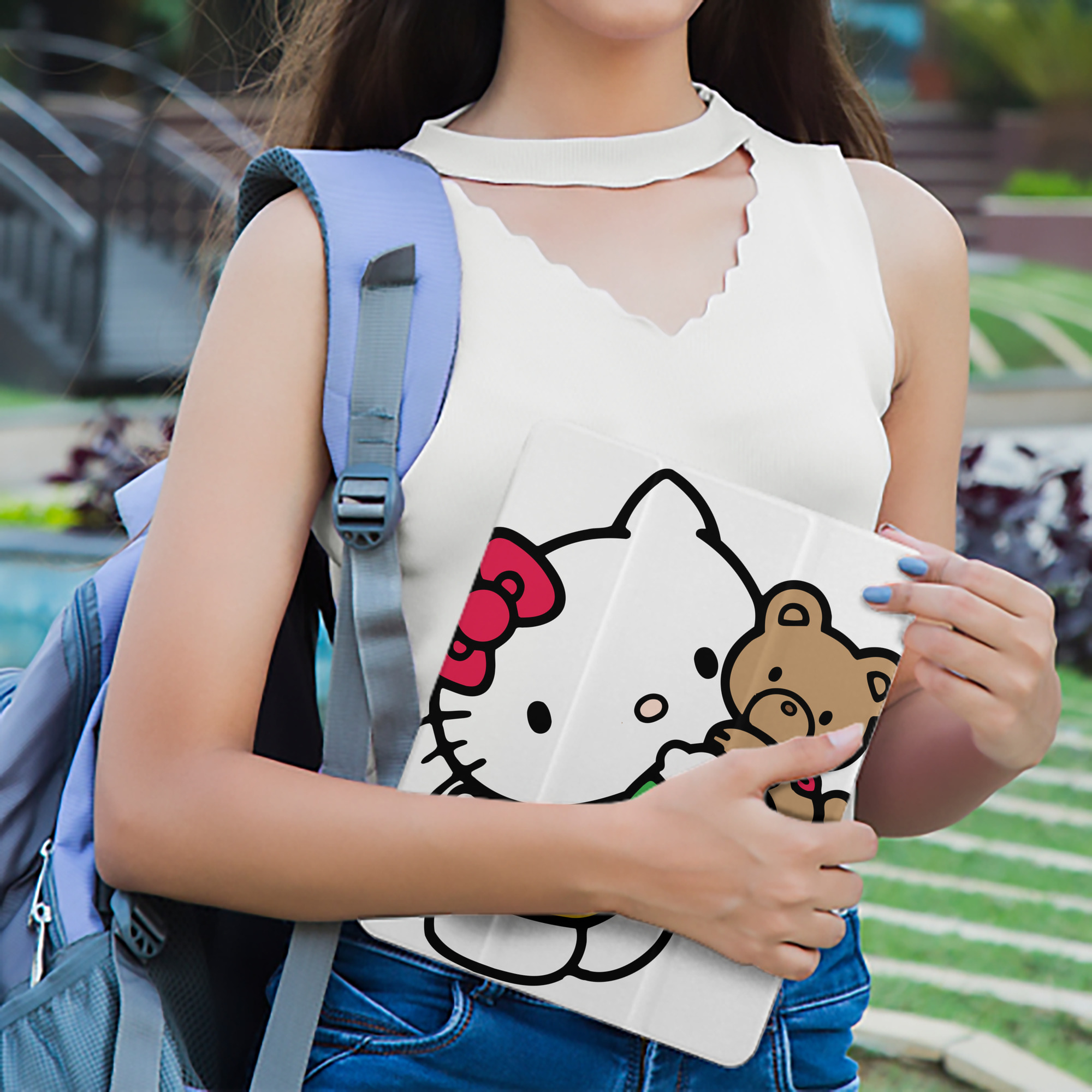 Hello Kitty ハローキティ IPad ケース ペン収納付き 三つ折りスタンド PUレザー×シリコン 対応機種9.5/10.5/10.9インチ