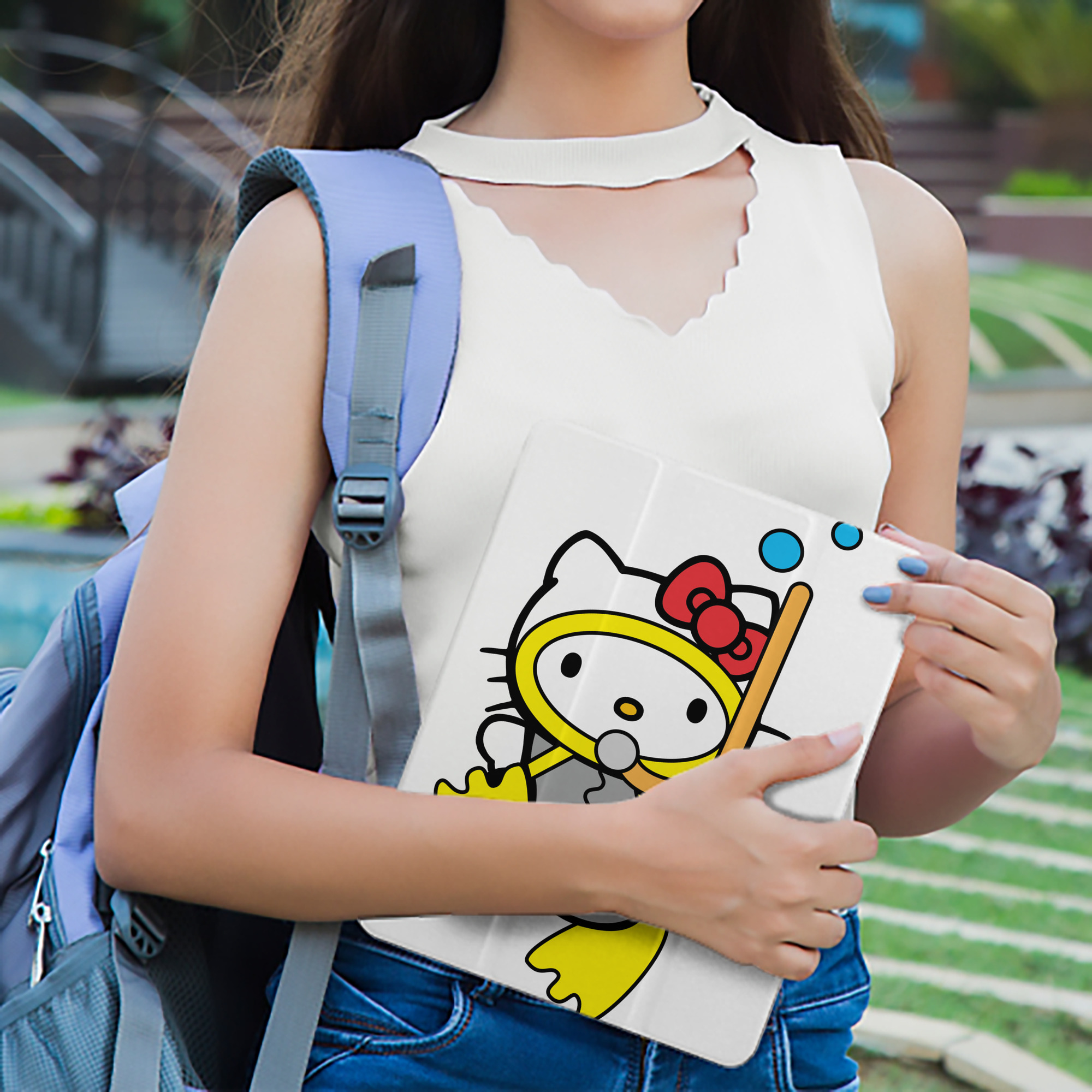 Hello Kitty ハローキティ IPad ケース ペン収納付き 三つ折りスタンド PUレザー×シリコン 対応機種9.5/10.5/10.9インチ