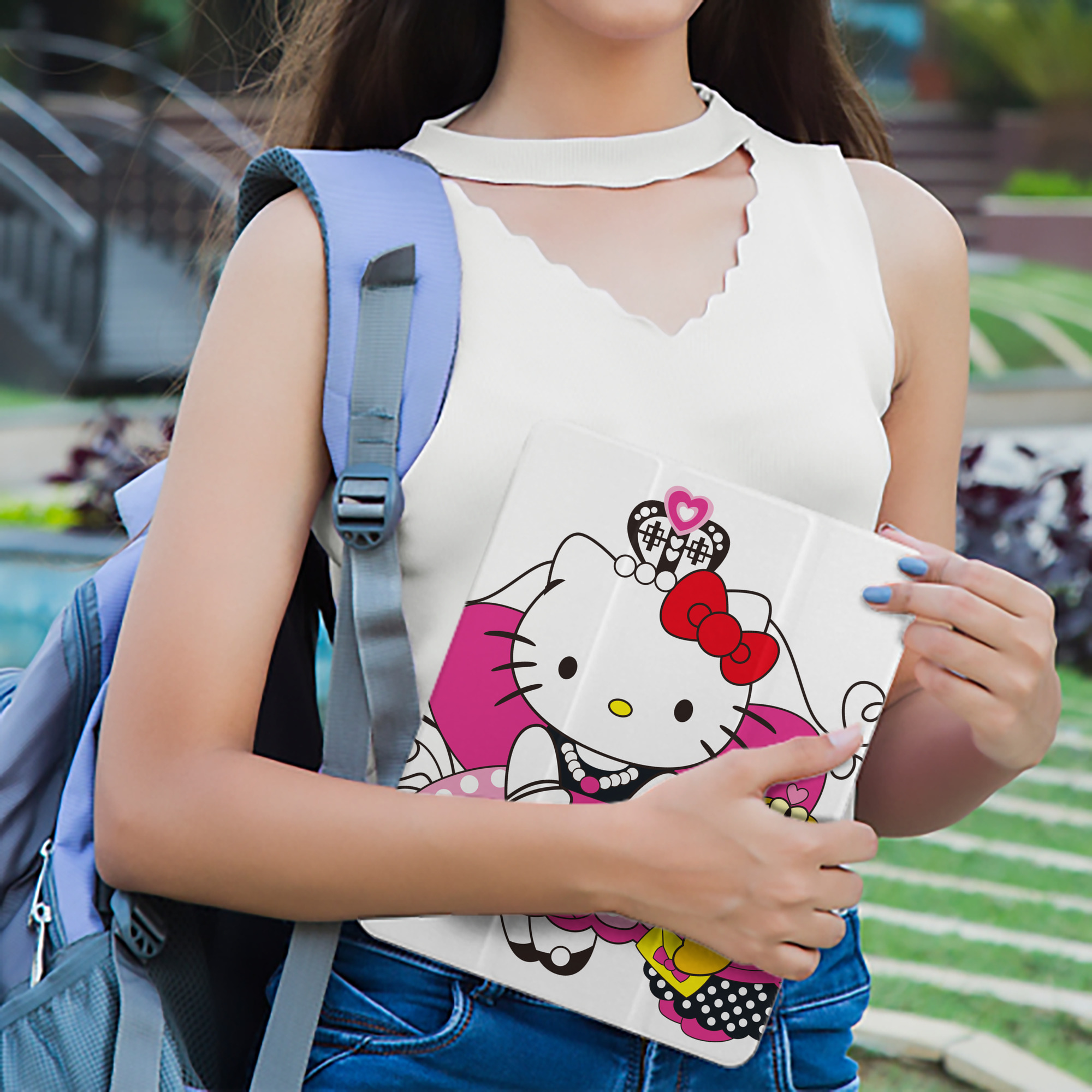 Hello Kitty ハローキティ IPad ケース ペン収納付き 三つ折りスタンド PUレザー×シリコン 対応機種9.5/10.5/10.9インチ