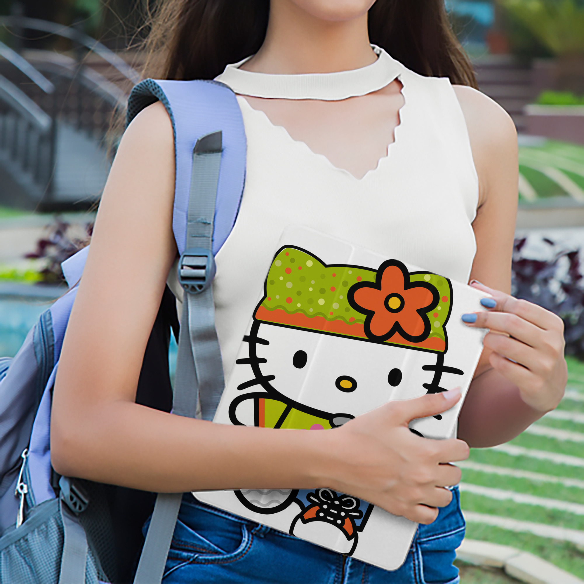 Hello Kitty ハローキティ IPad ケース ペン収納付き 三つ折りスタンド PUレザー×シリコン 対応機種9.5/10.5/10.9インチ