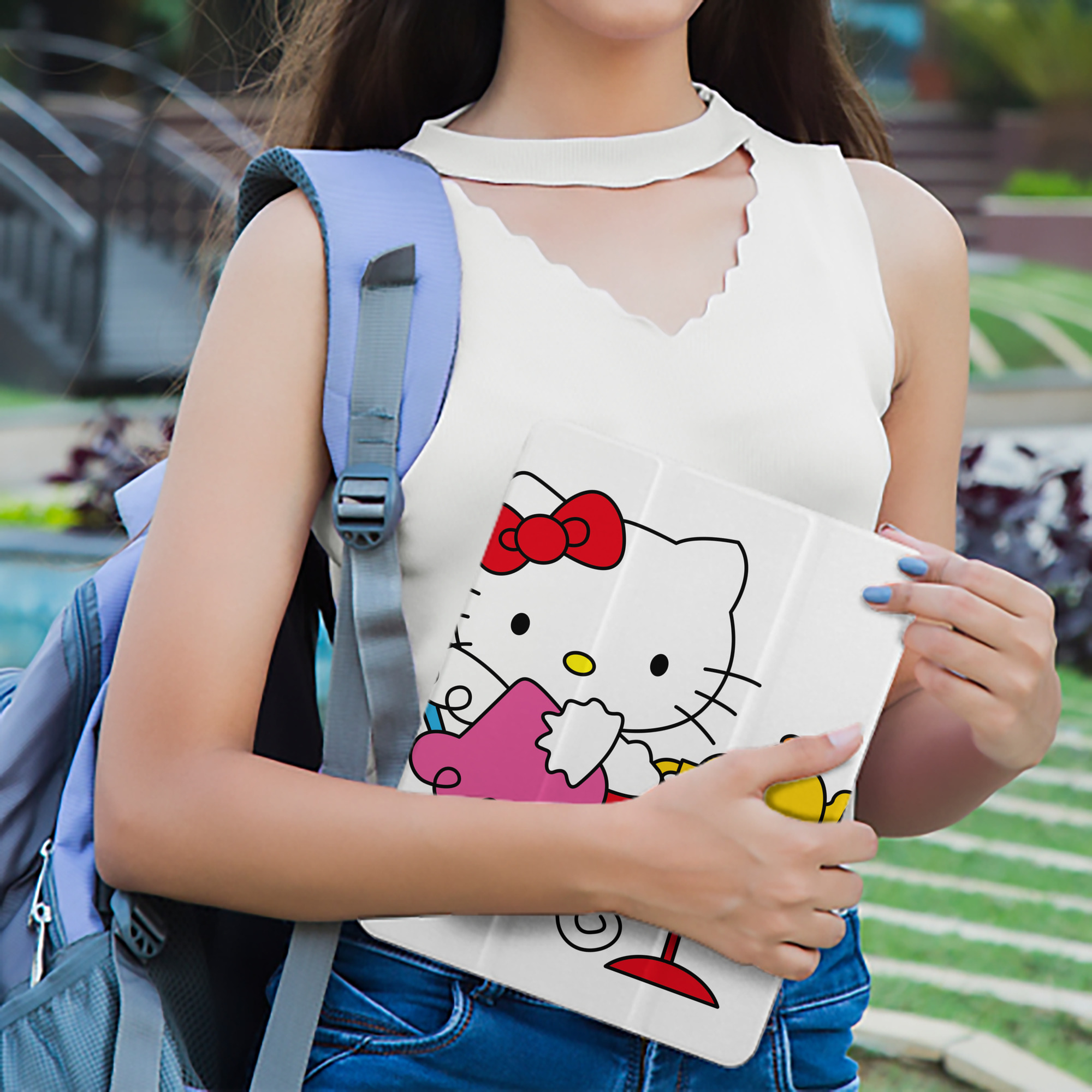 Hello Kitty ハローキティ IPad ケース ペン収納付き 三つ折りスタンド PUレザー×シリコン 対応機種9.5/10.5/10.9インチ