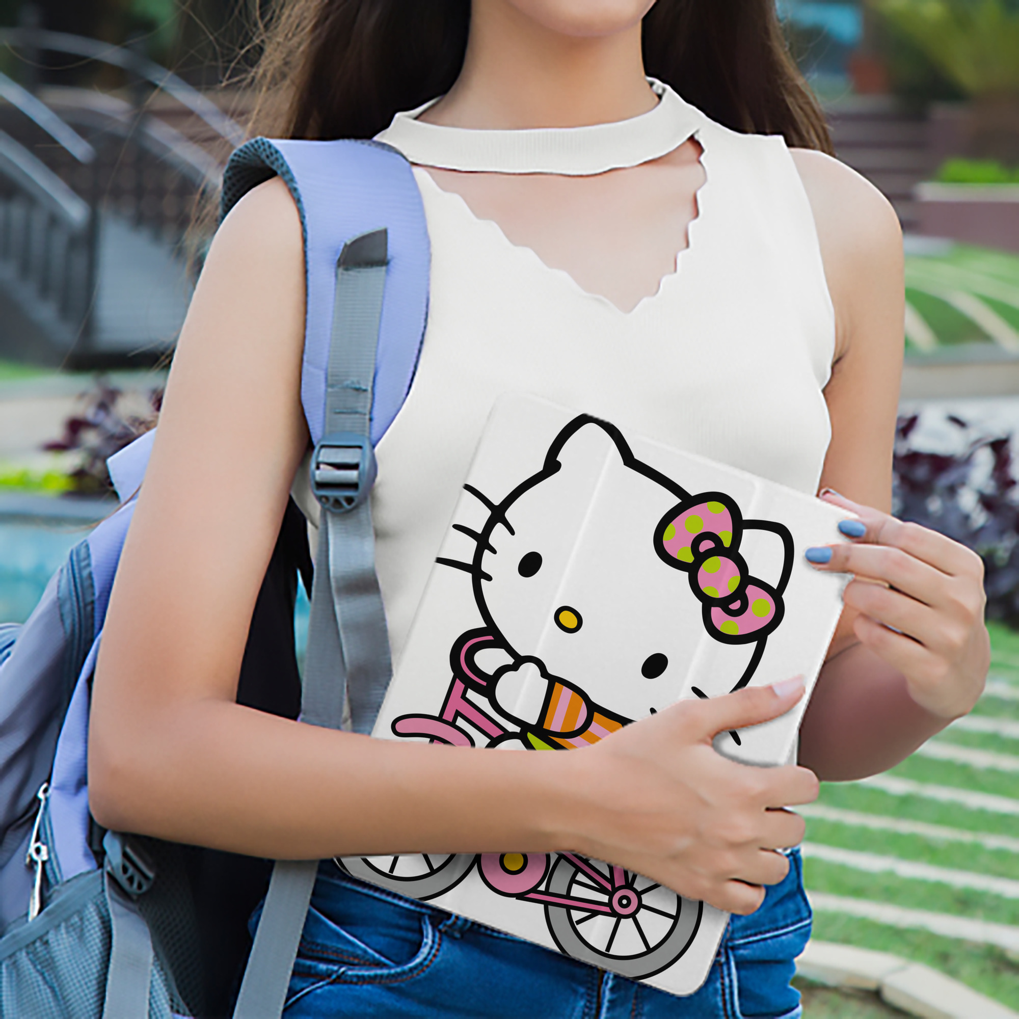 Hello Kitty ハローキティ IPad ケース ペン収納付き 三つ折りスタンド PUレザー×シリコン 対応機種9.5/10.5/10.9インチ